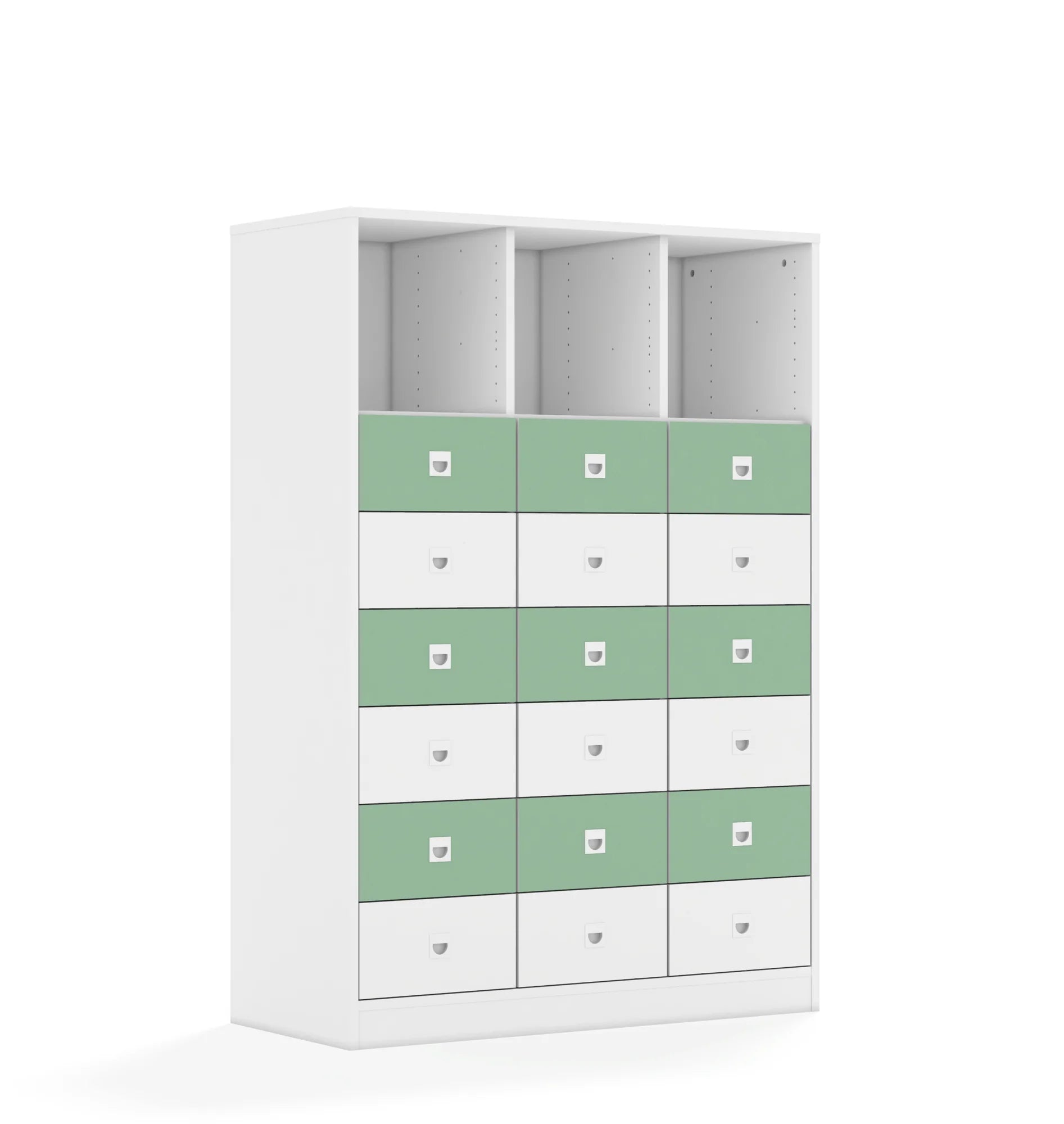 Regał BLOX 110 4PP 12SB 6SS 1049x466x1517 – biały / biały/pastelowy zielony