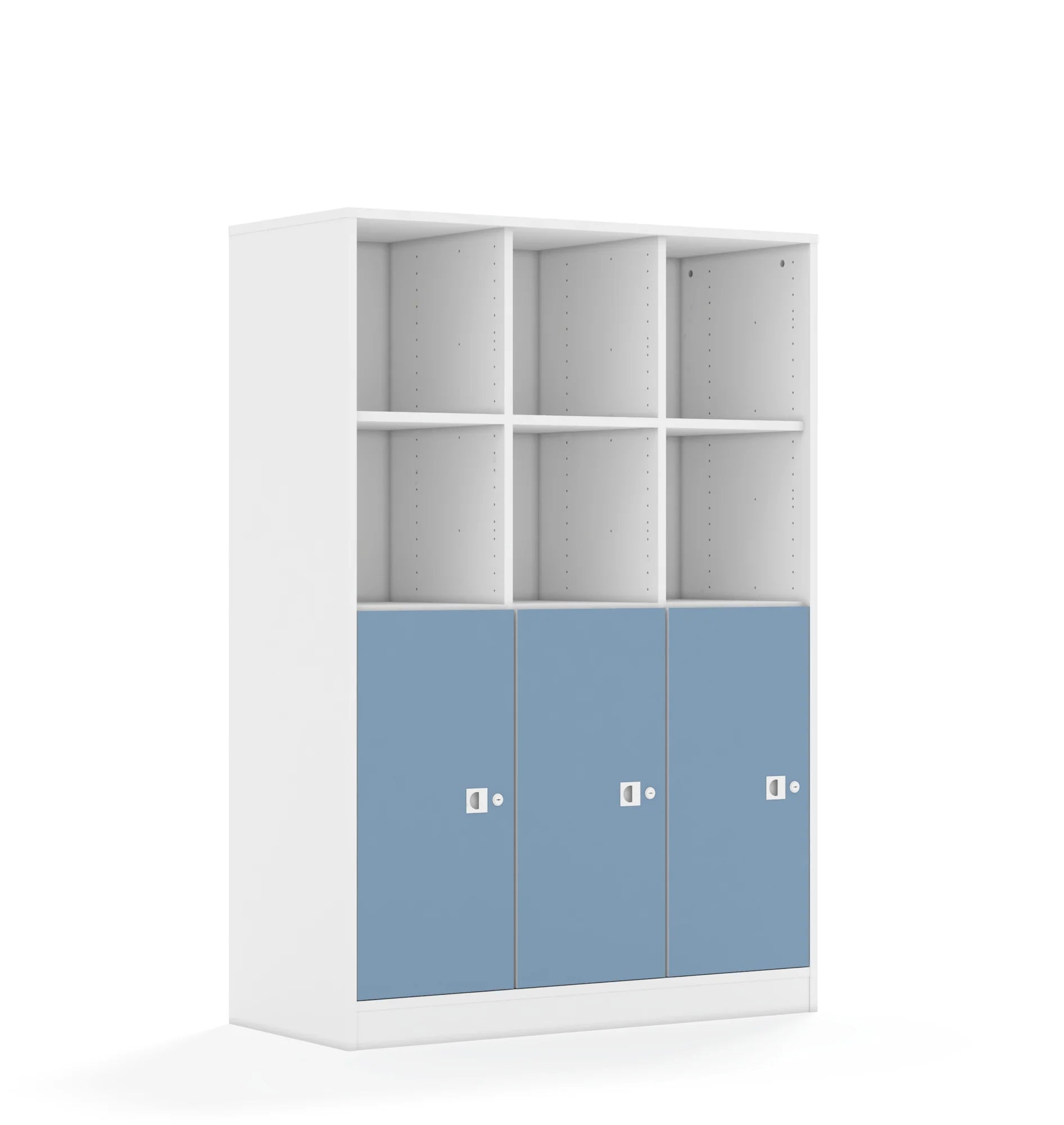 Regał BLOX 110 4PP 3F2 1049x466x1517 – biały / pastelowy niebieski