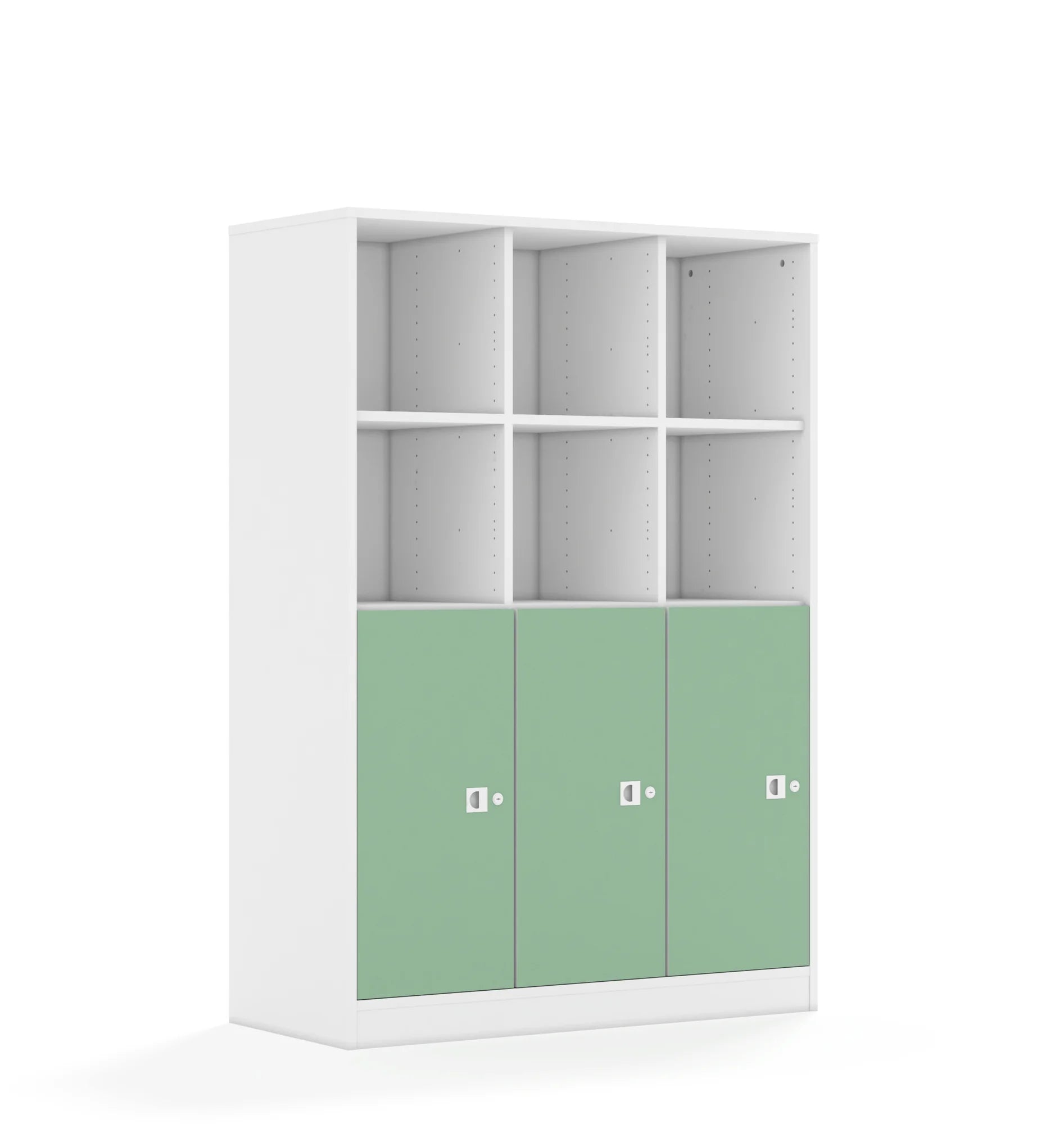 Regał BLOX 110 4PP 3F2 1049x466x1517 – biały / pastelowy zielony