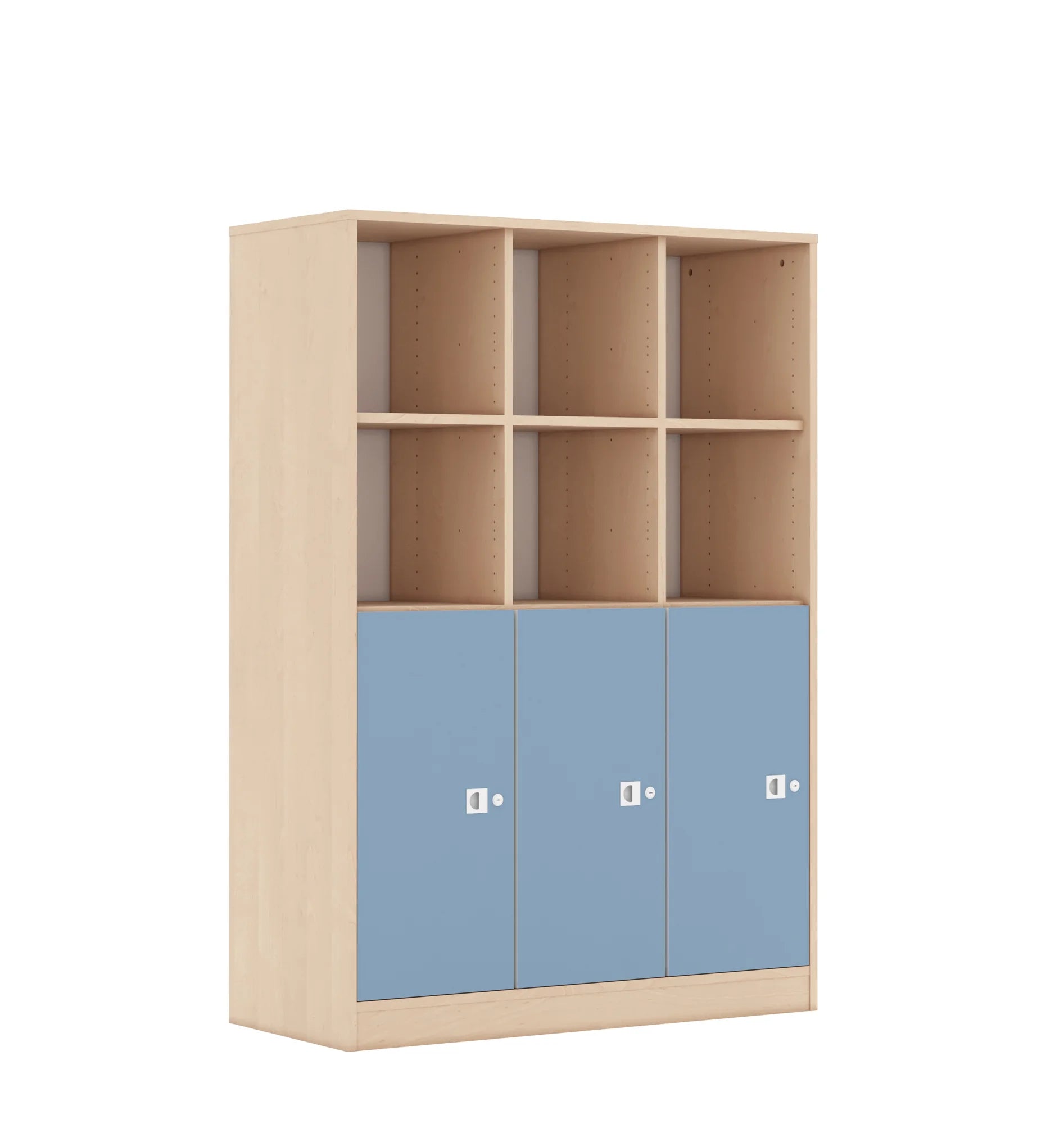 Regał BLOX 110 4PP 3F2 1049x466x1517 – brzoza / pastelowy niebieski
