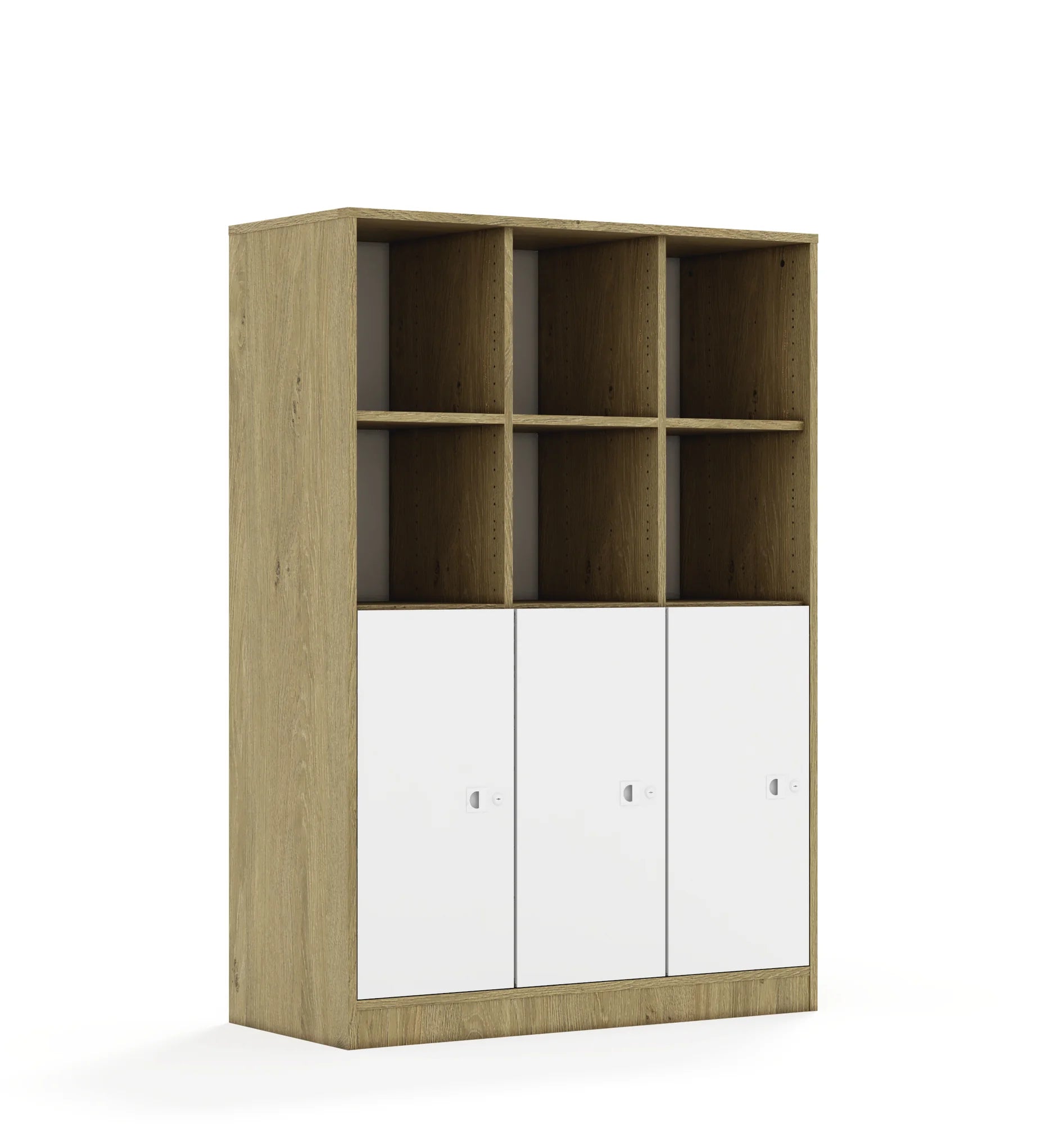 Regał BLOX 110 4PP 3F2 1049x466x1517 – dąb / biały