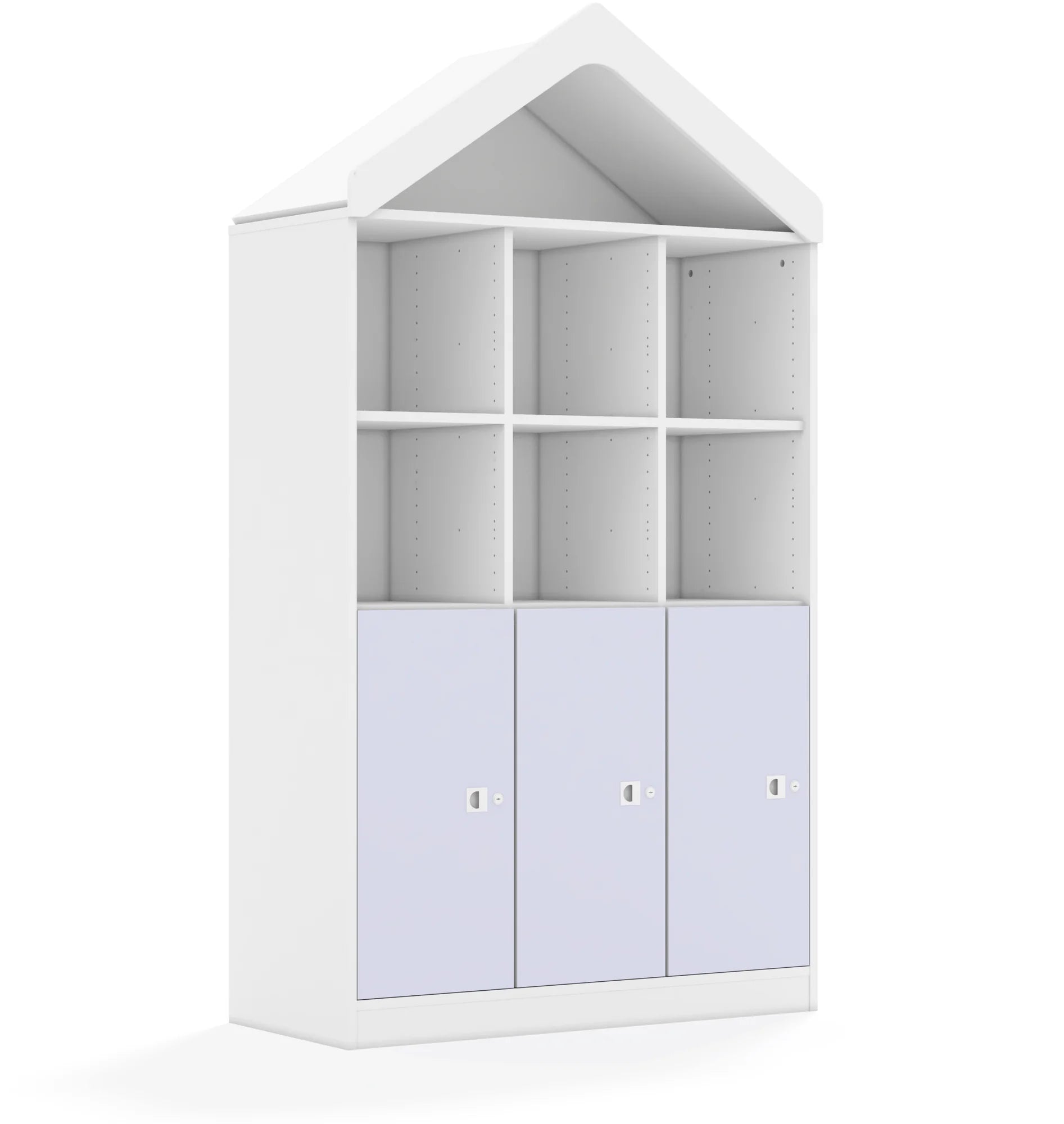 Regał BLOX 110 4PP 3F2 z daszkiem 1049x466x1927 – biały / pastelowy fioletowy