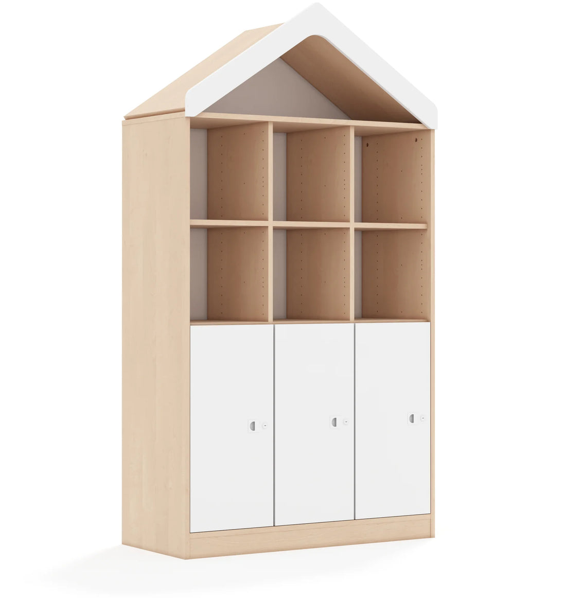 Regał BLOX 110 4PP 3F2 z daszkiem 1049x466x1927 – dąb / biały