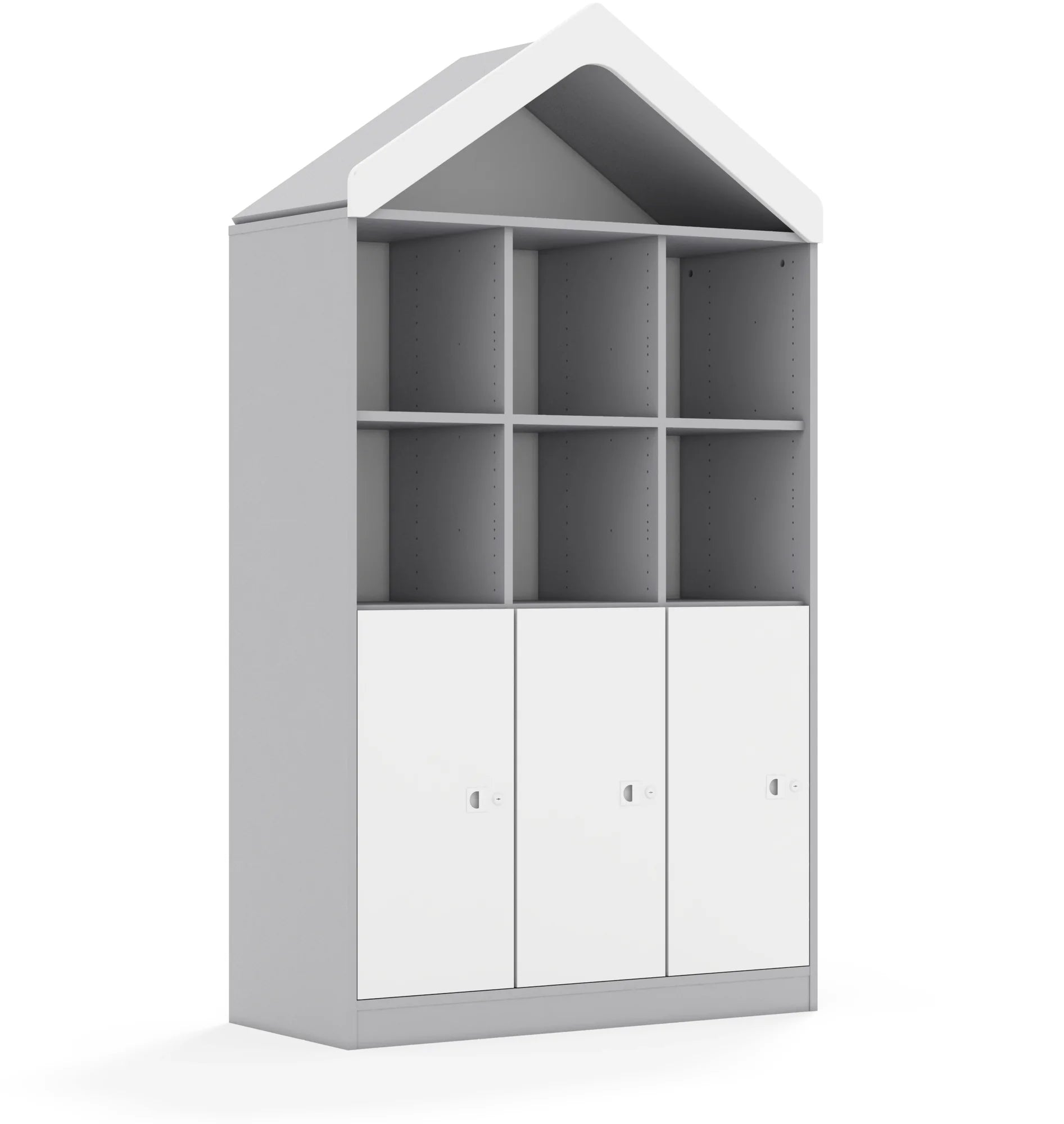 Regał BLOX 110 4PP 3F2 z daszkiem 1049x466x1927 – szary / biały