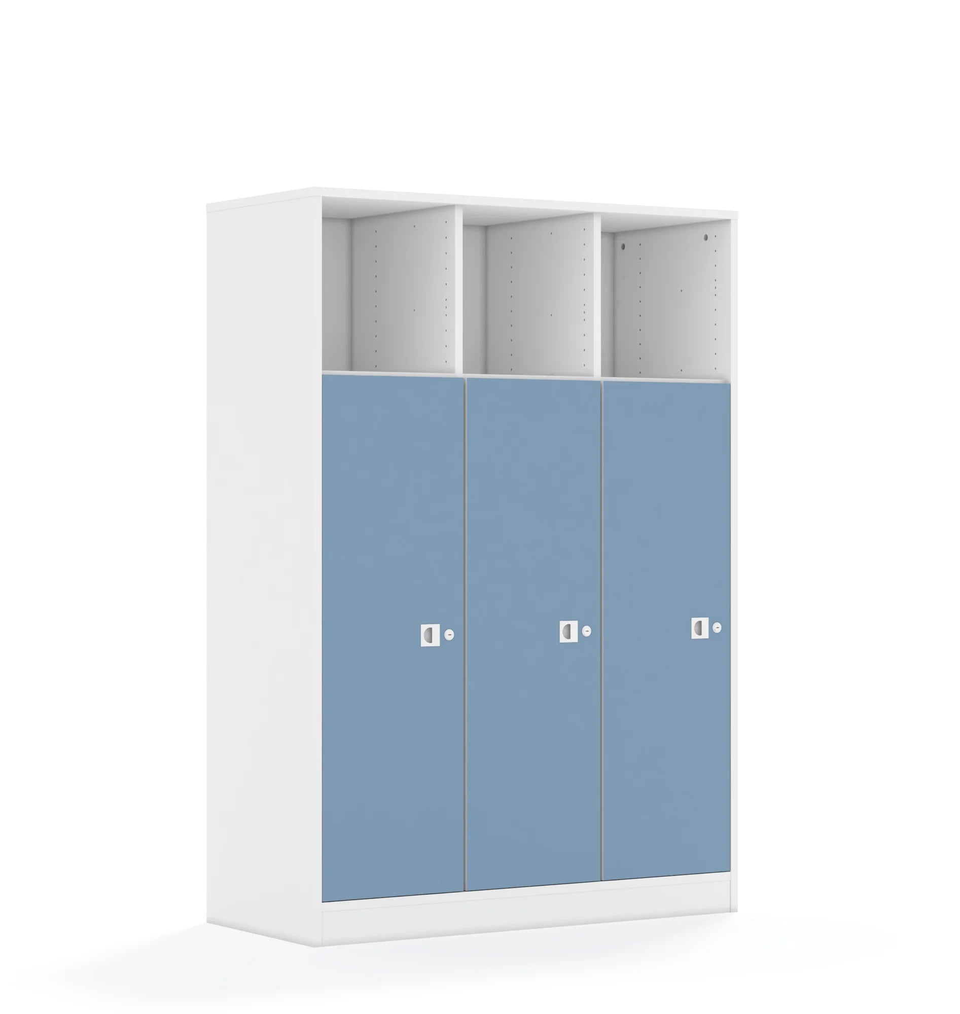 Regał BLOX 110 4PP 3F3 1049x466x1517 – biały / pastelowy niebieski