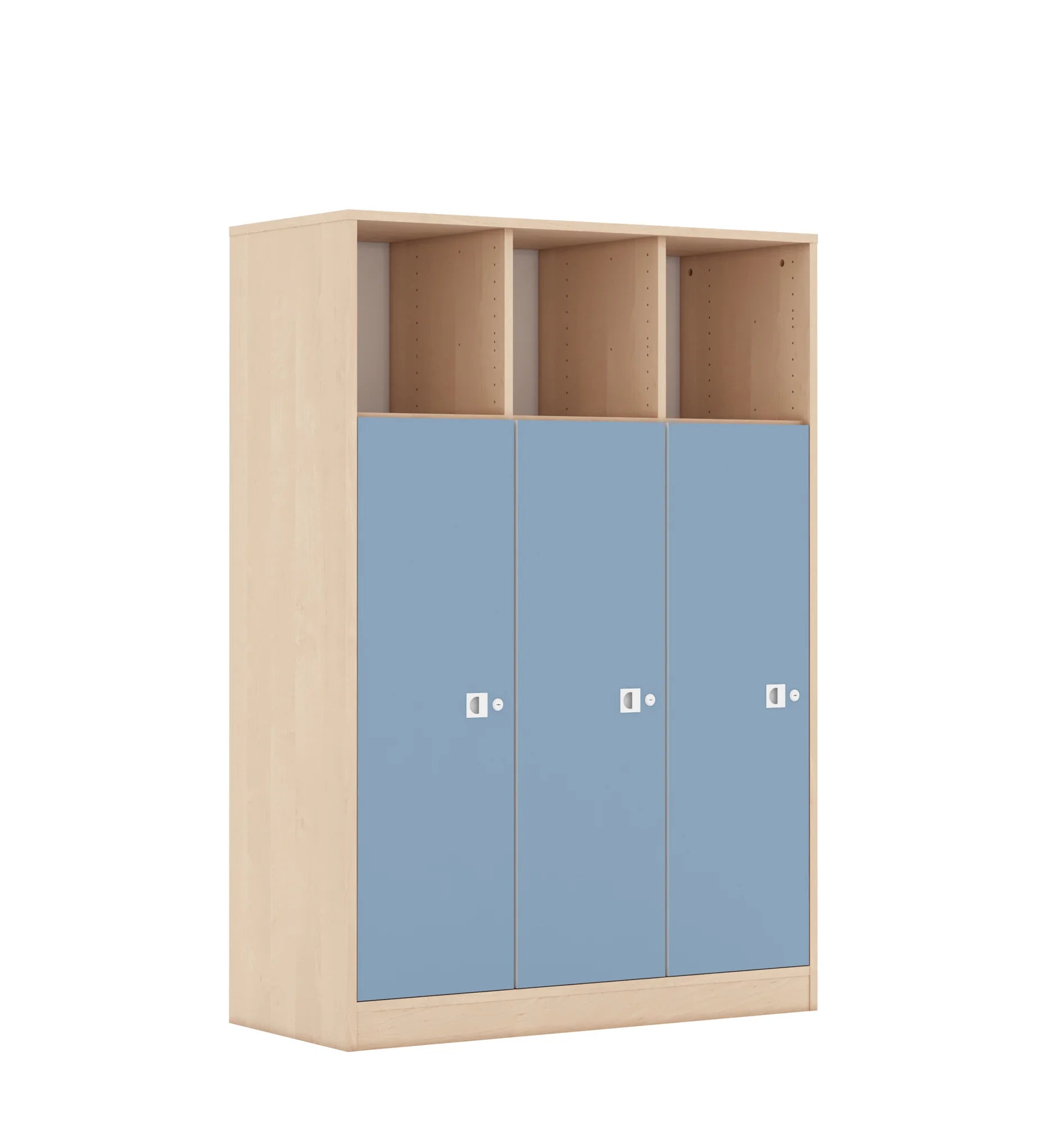 Regał BLOX 110 4PP 3F3 1049x466x1517 – brzoza / pastelowy niebieski