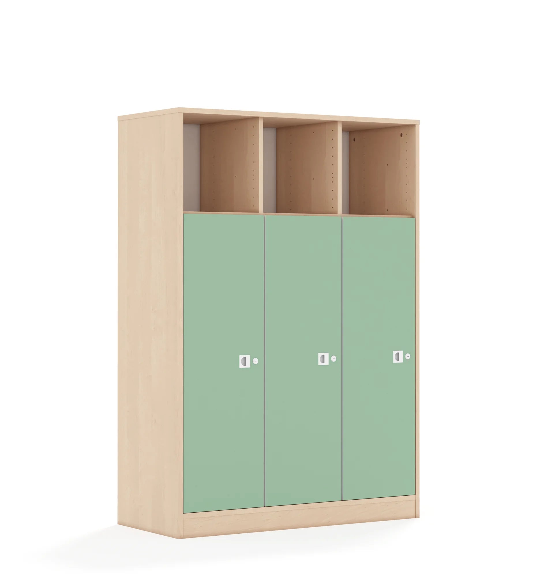 Regał BLOX 110 4PP 3F3 1049x466x1517 – brzoza / pastelowy zielony