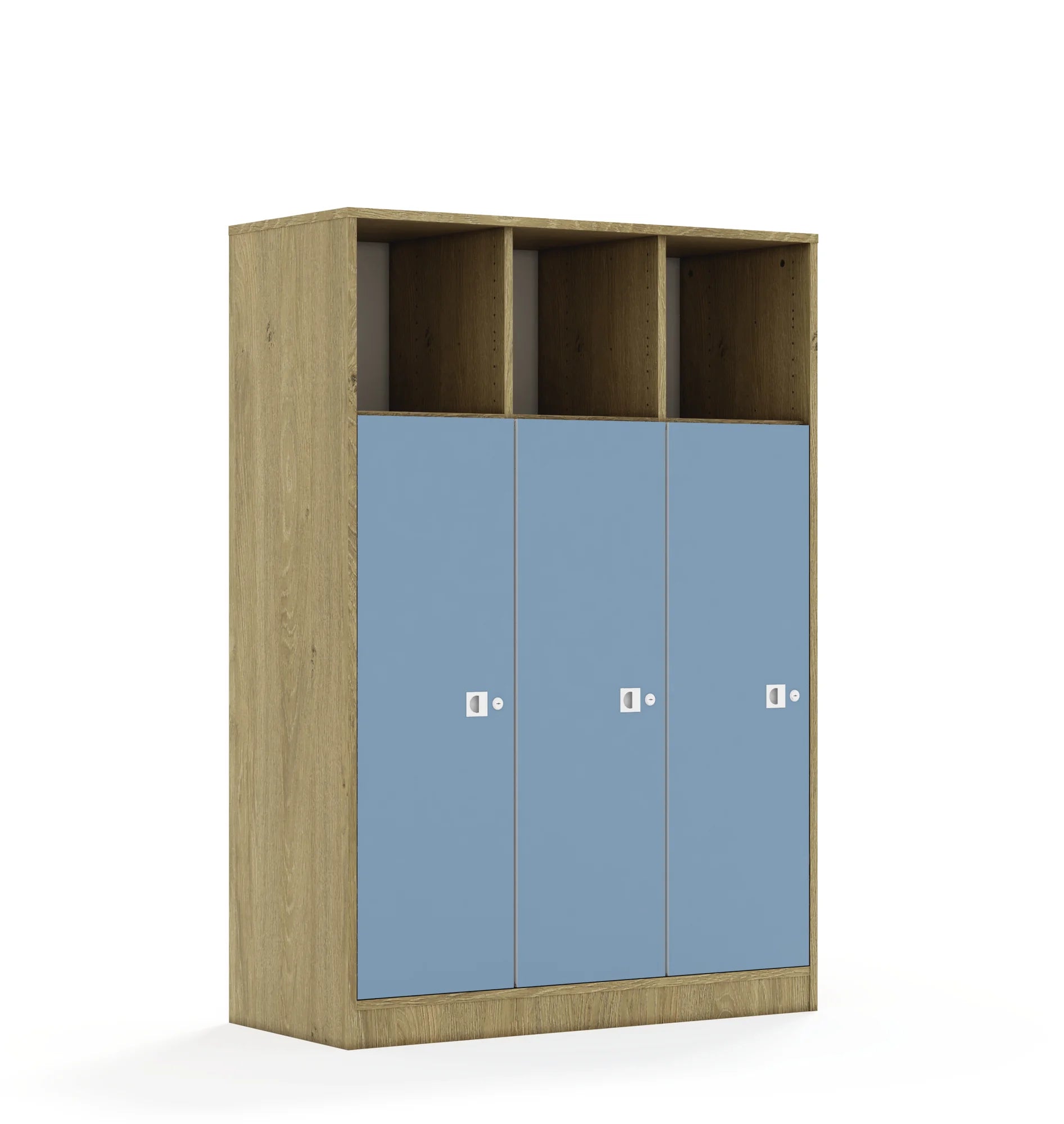 Regał BLOX 110 4PP 3F3 1049x466x1517 – dąb / pastelowy niebieski