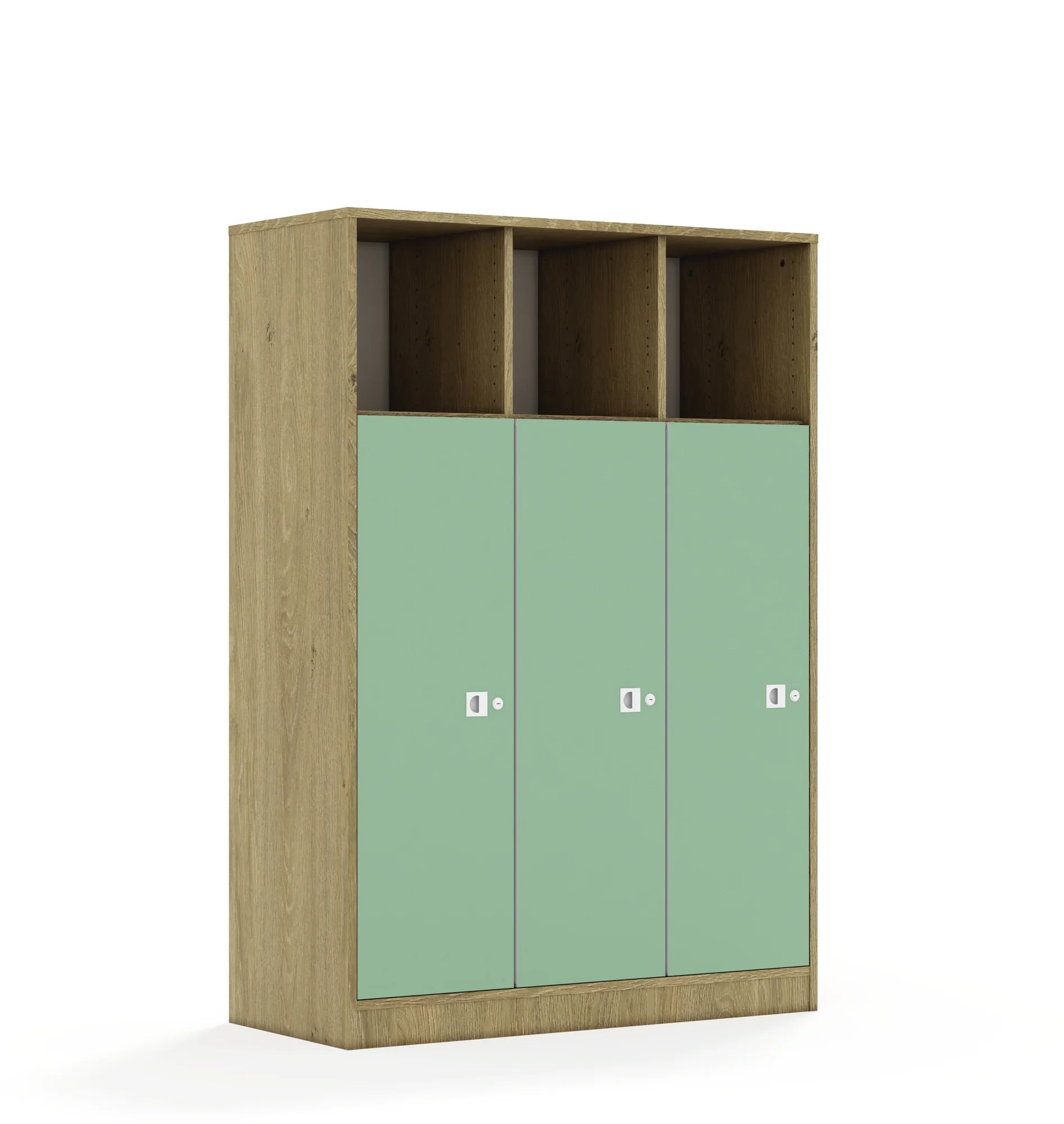 Regał BLOX 110 4PP 3F3 1049x466x1517 – dąb / pastelowy zielony