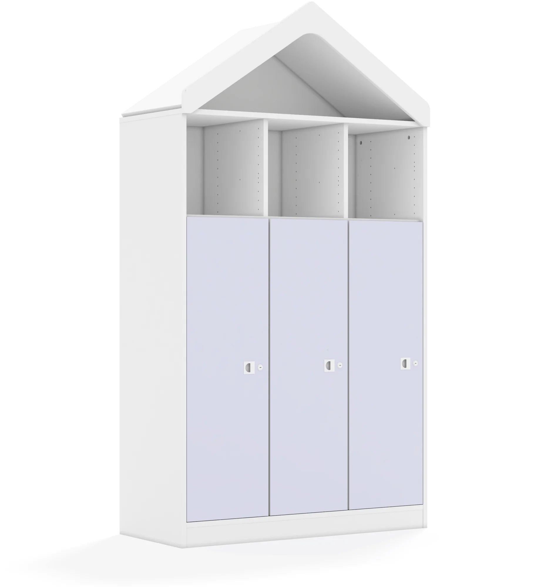 Regał BLOX 110 4PP 3F3 z daszkiem 1049x466x1927 – biały / pastelowy fioletowy