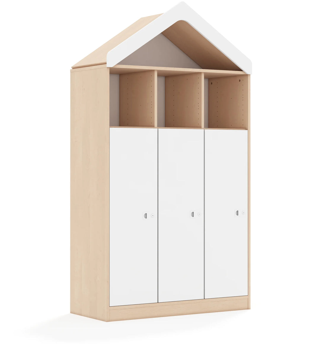 Regał BLOX 110 4PP 3F3 z daszkiem 1049x466x1927 – dąb / biały