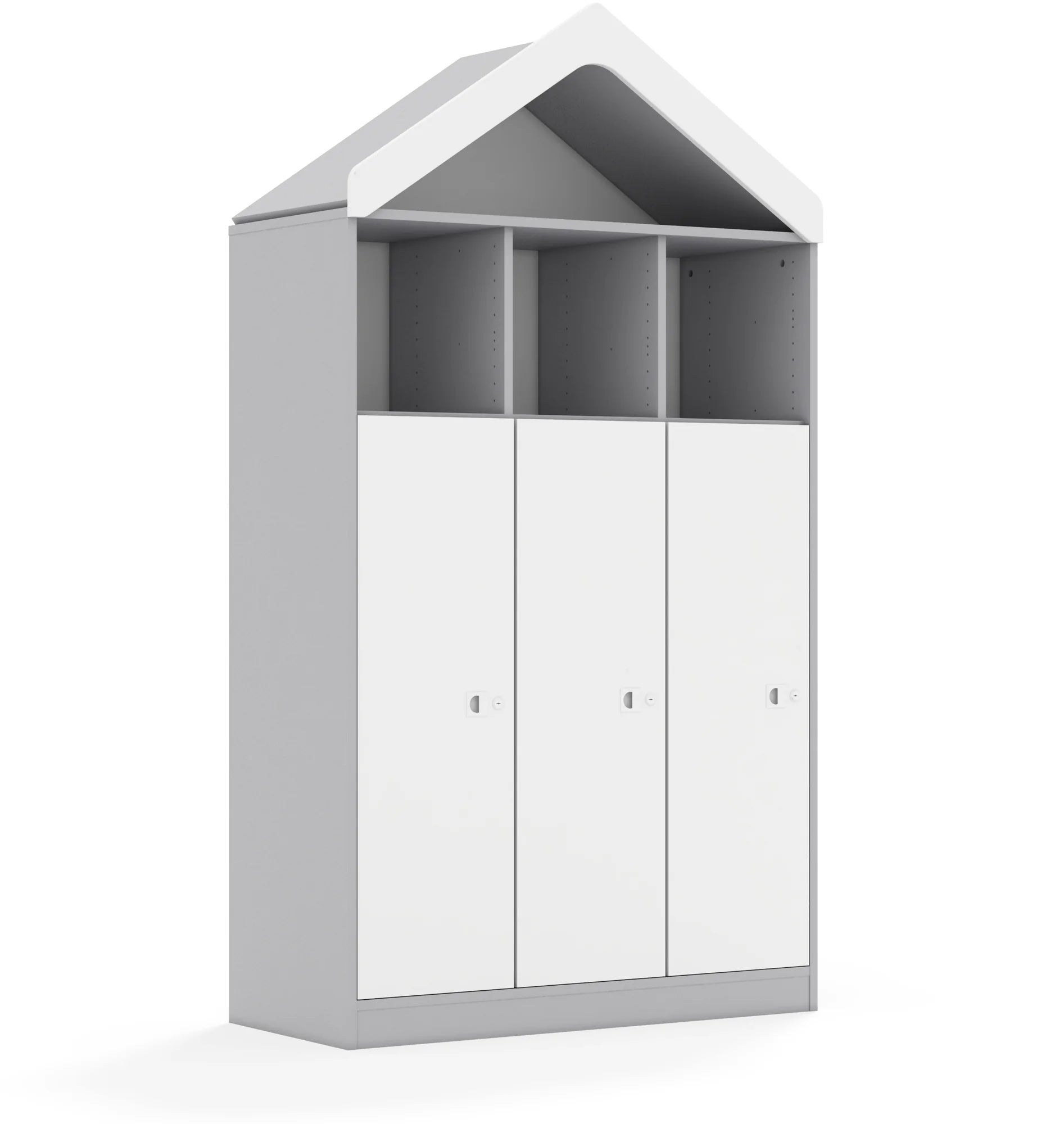 Regał BLOX 110 4PP 3F3 z daszkiem 1049x466x1927 – szary / biały