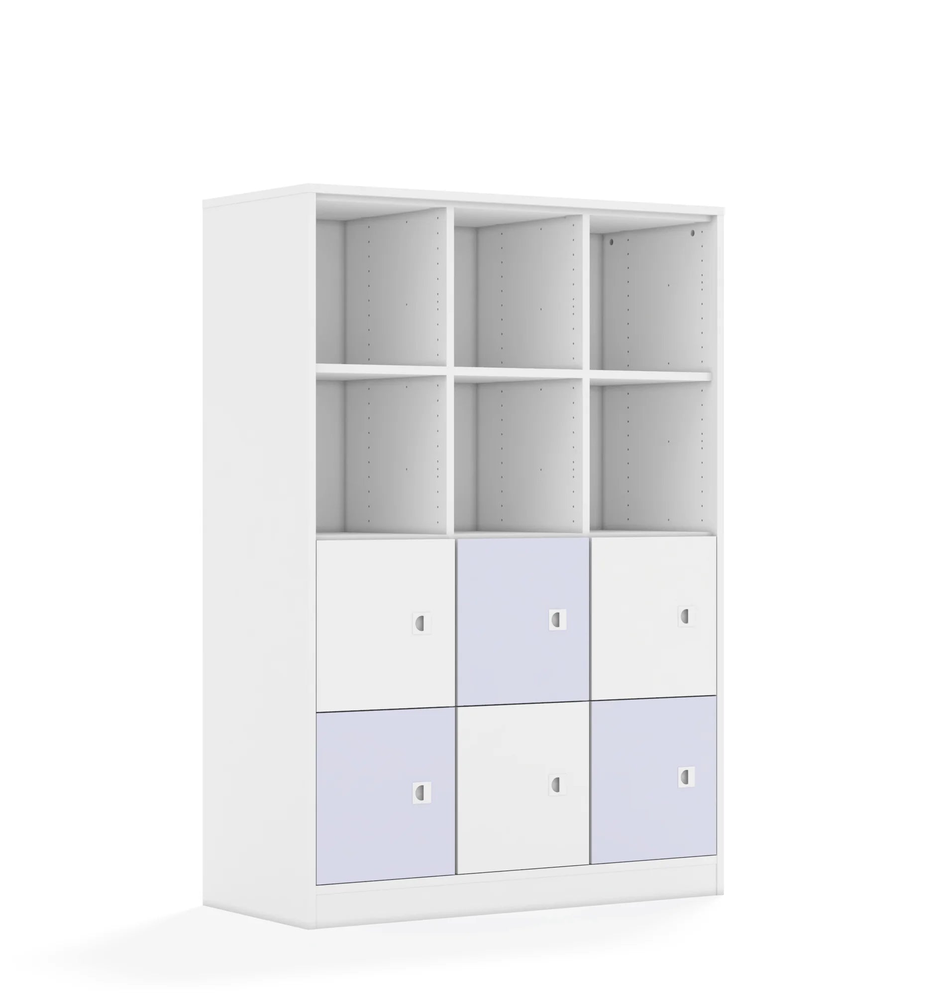 Regał BLOX 110 4PP 6F1 1049x466x1517 – biały / biały/pastelowy fioletowy