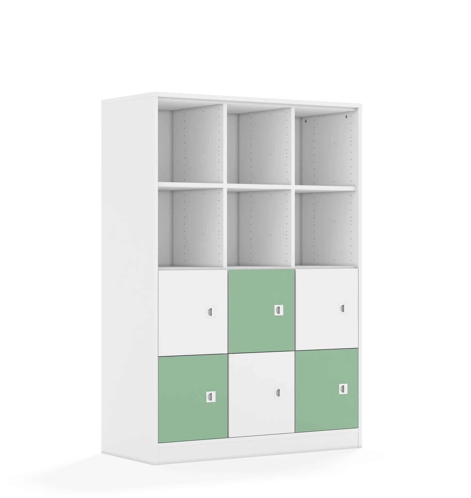 Regał BLOX 110 4PP 6F1 1049x466x1517 – biały / biały/pastelowy zielony