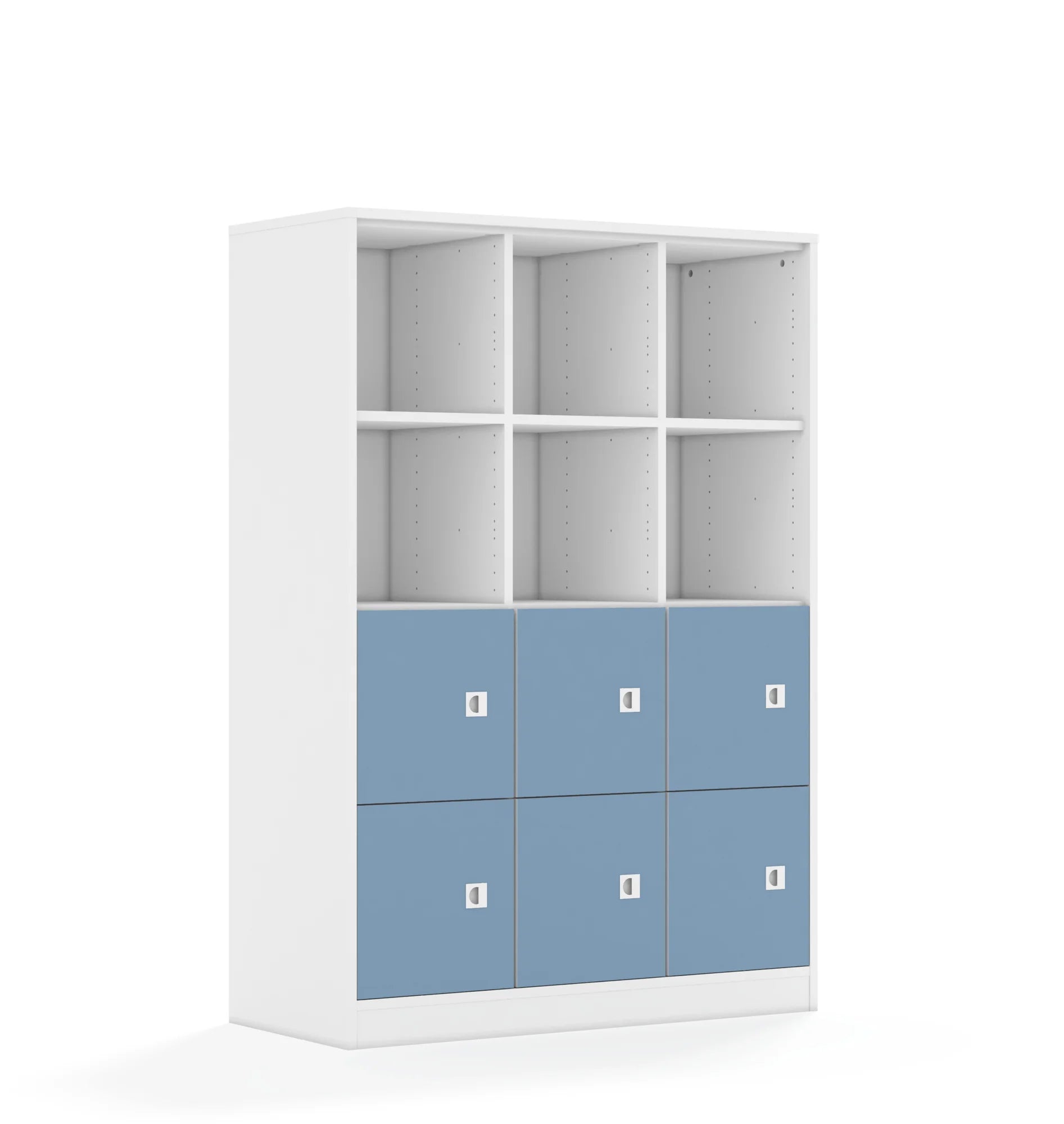 Regał BLOX 110 4PP 6F1 1049x466x1517 – biały / pastelowy niebieski