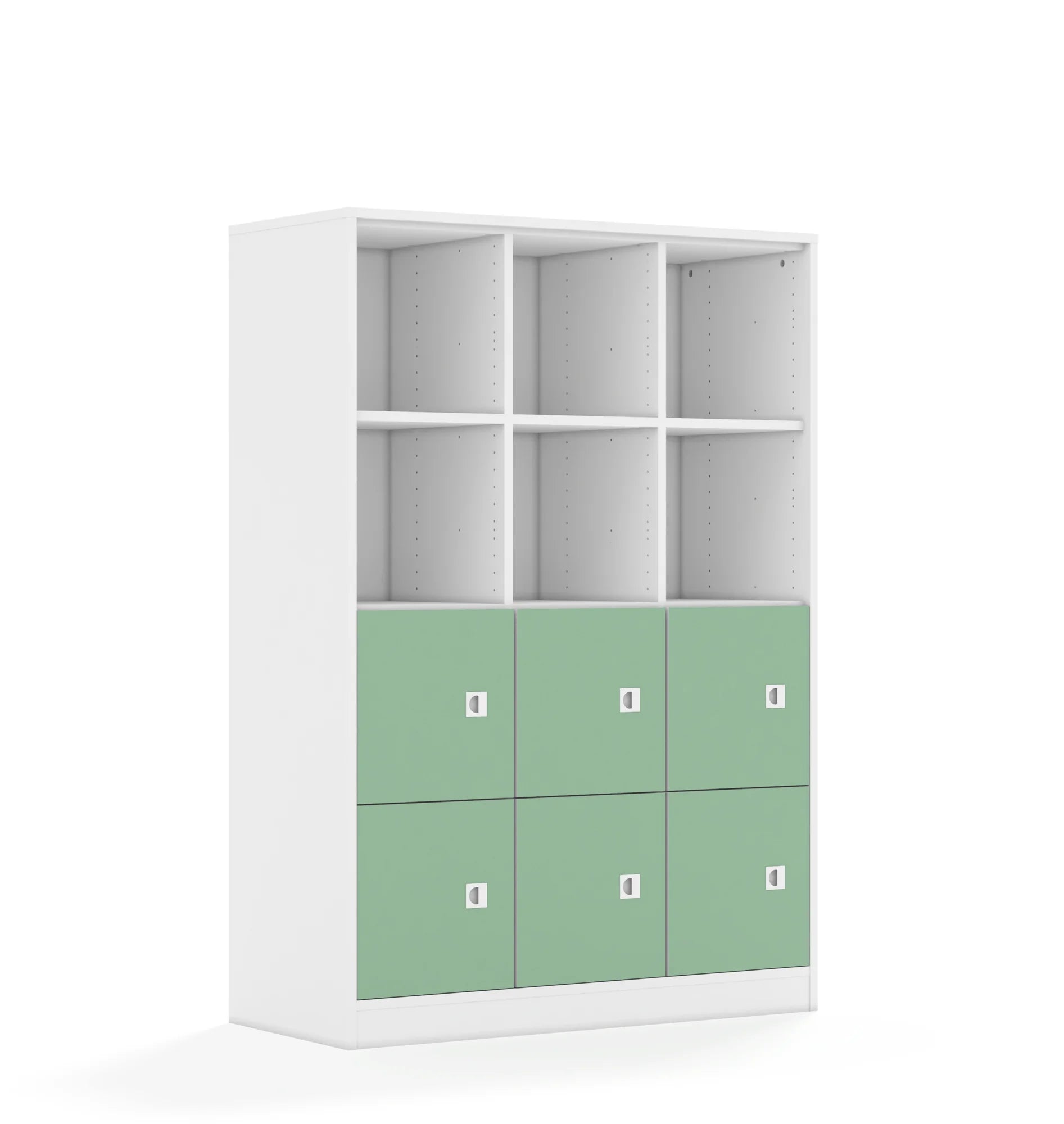 Regał BLOX 110 4PP 6F1 1049x466x1517 – biały / pastelowy zielony