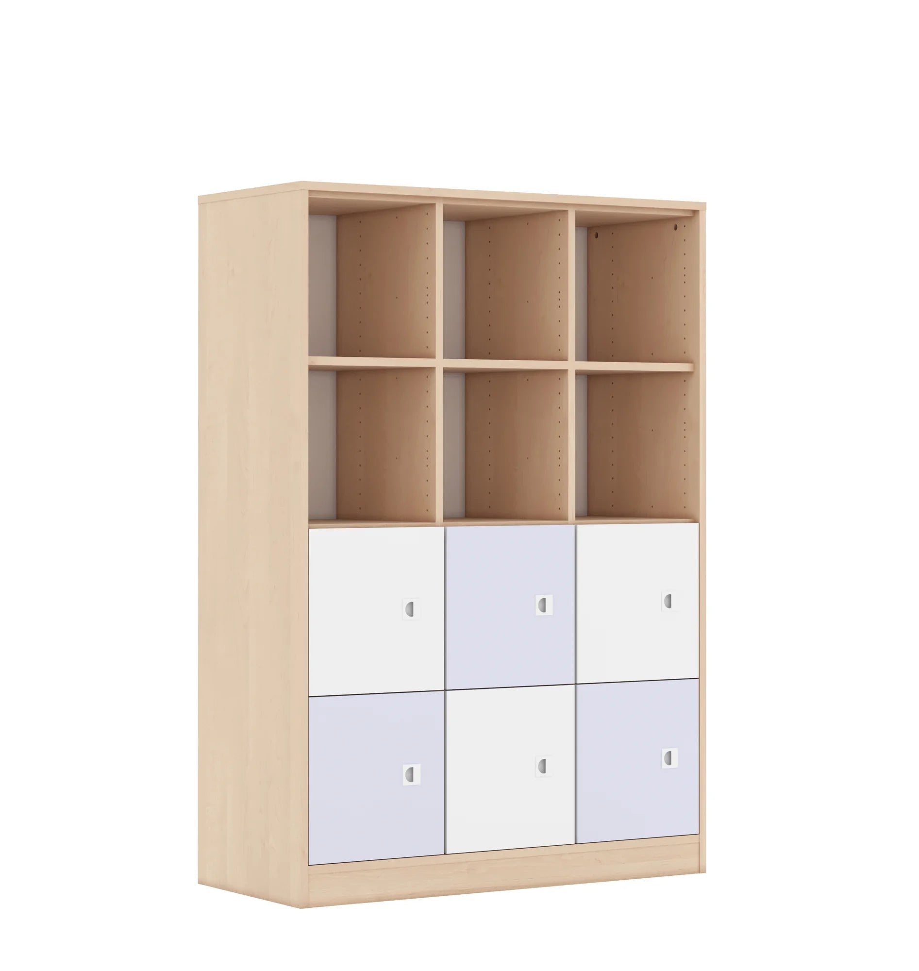 Regał BLOX 110 4PP 6F1 1049x466x1517 – brzoza / biały/pastelowy fioletowy