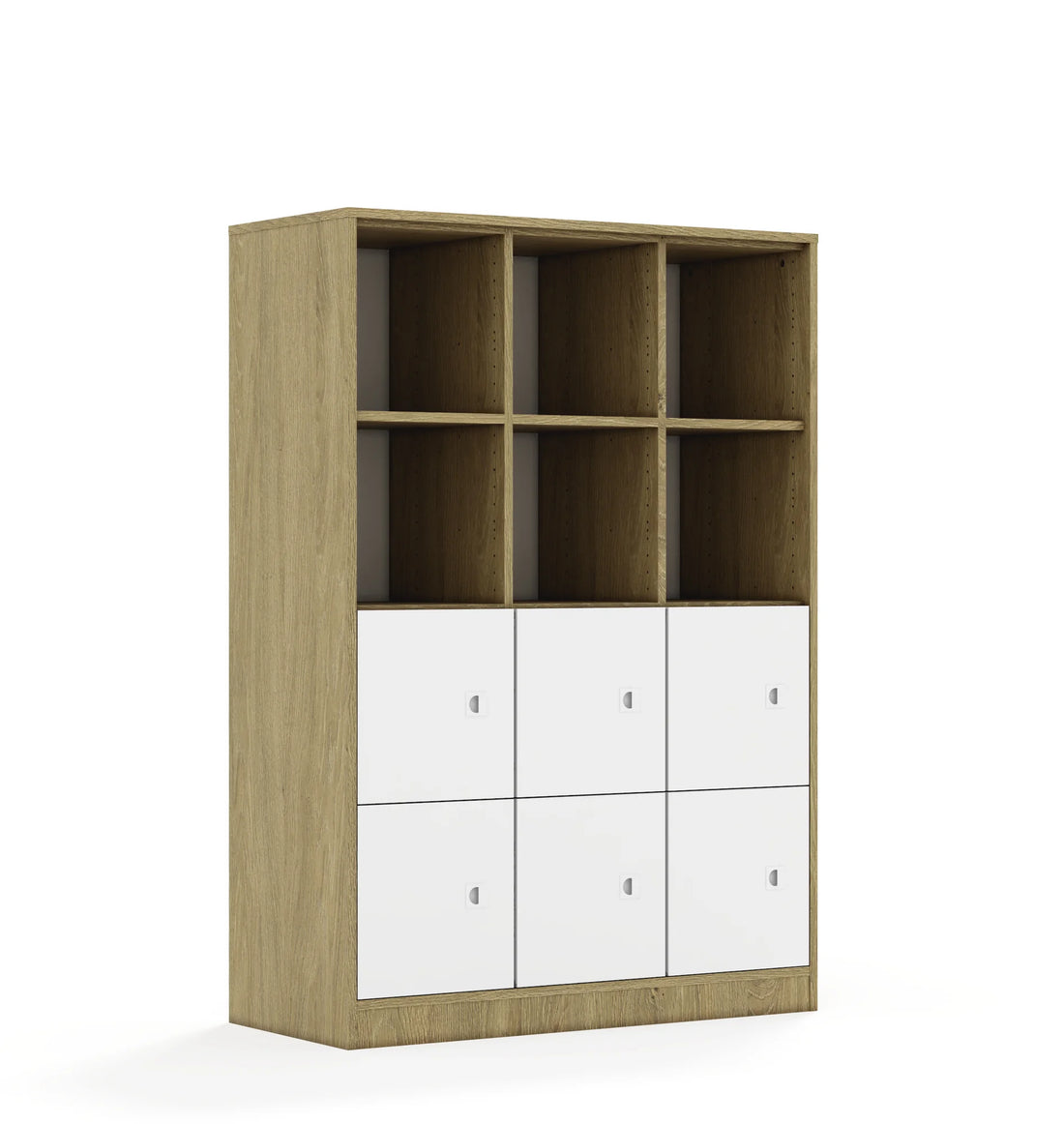 Regał BLOX 110 4PP 6F1 1049x466x1517 – dąb / biały