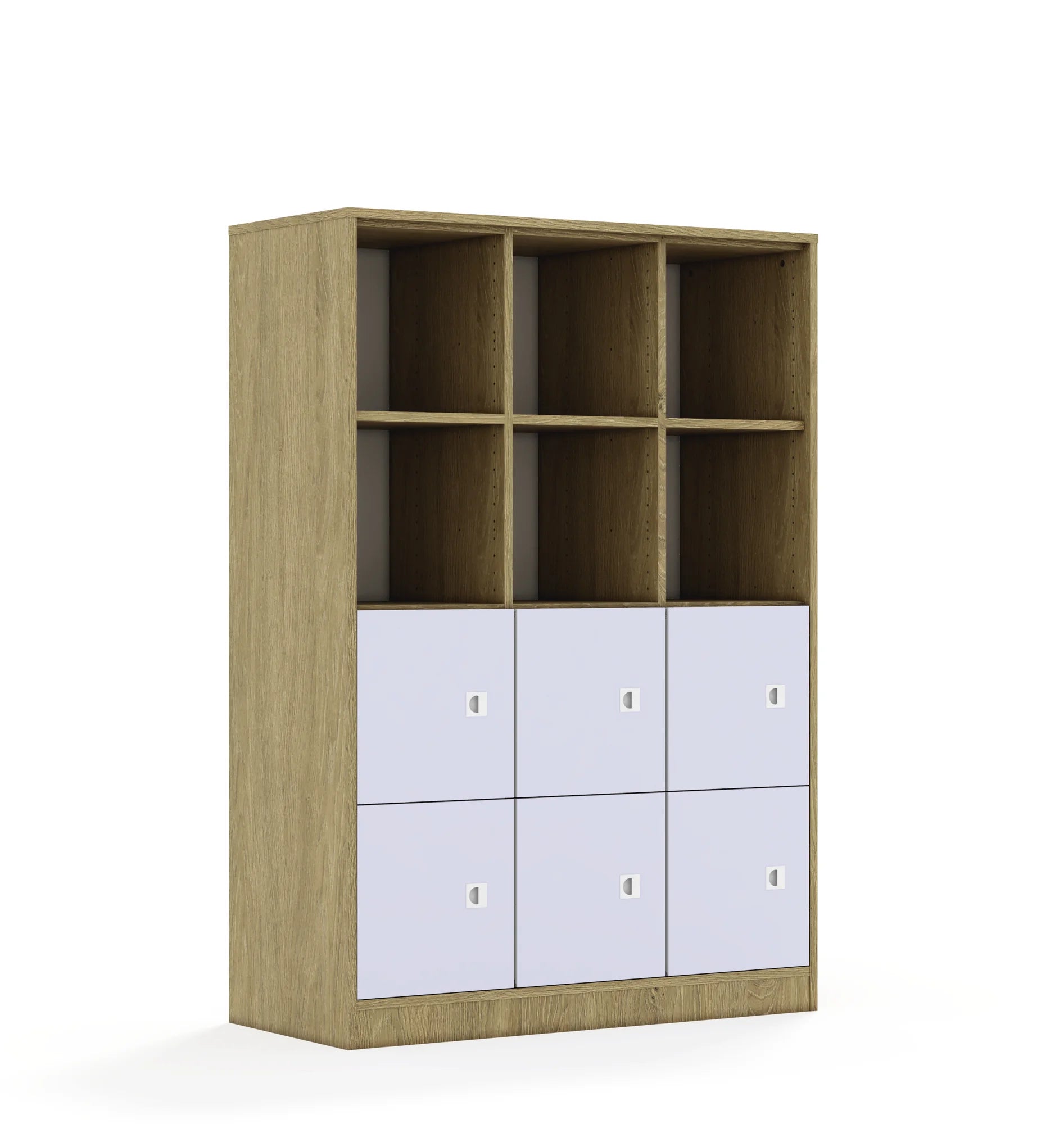 Regał BLOX 110 4PP 6F1 1049x466x1517 – dąb / pastelowy fioletowy