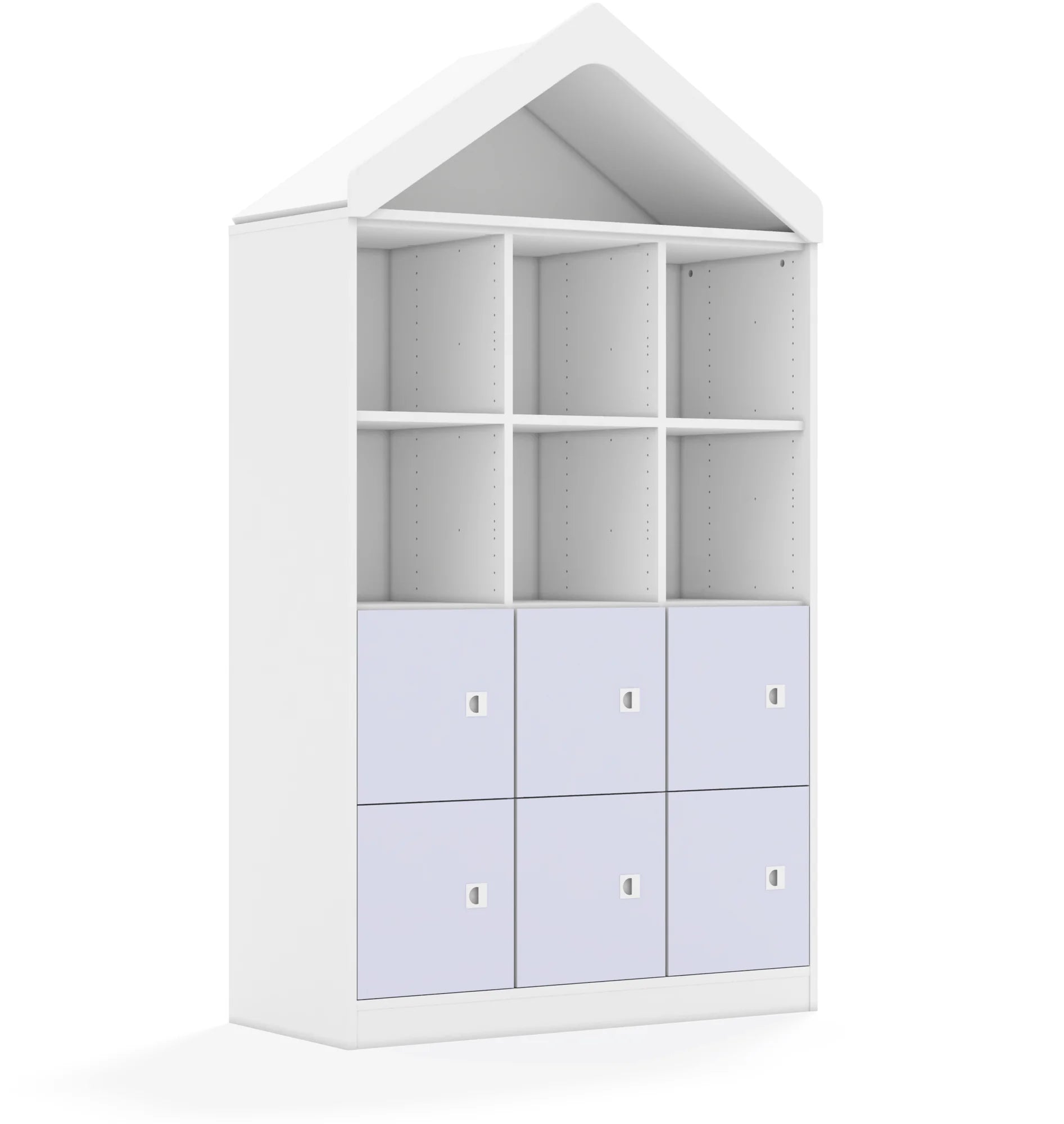 Regał BLOX 110 4PP 6F1 z daszkiem 1049x466x1927 – biały / pastelowy fioletowy