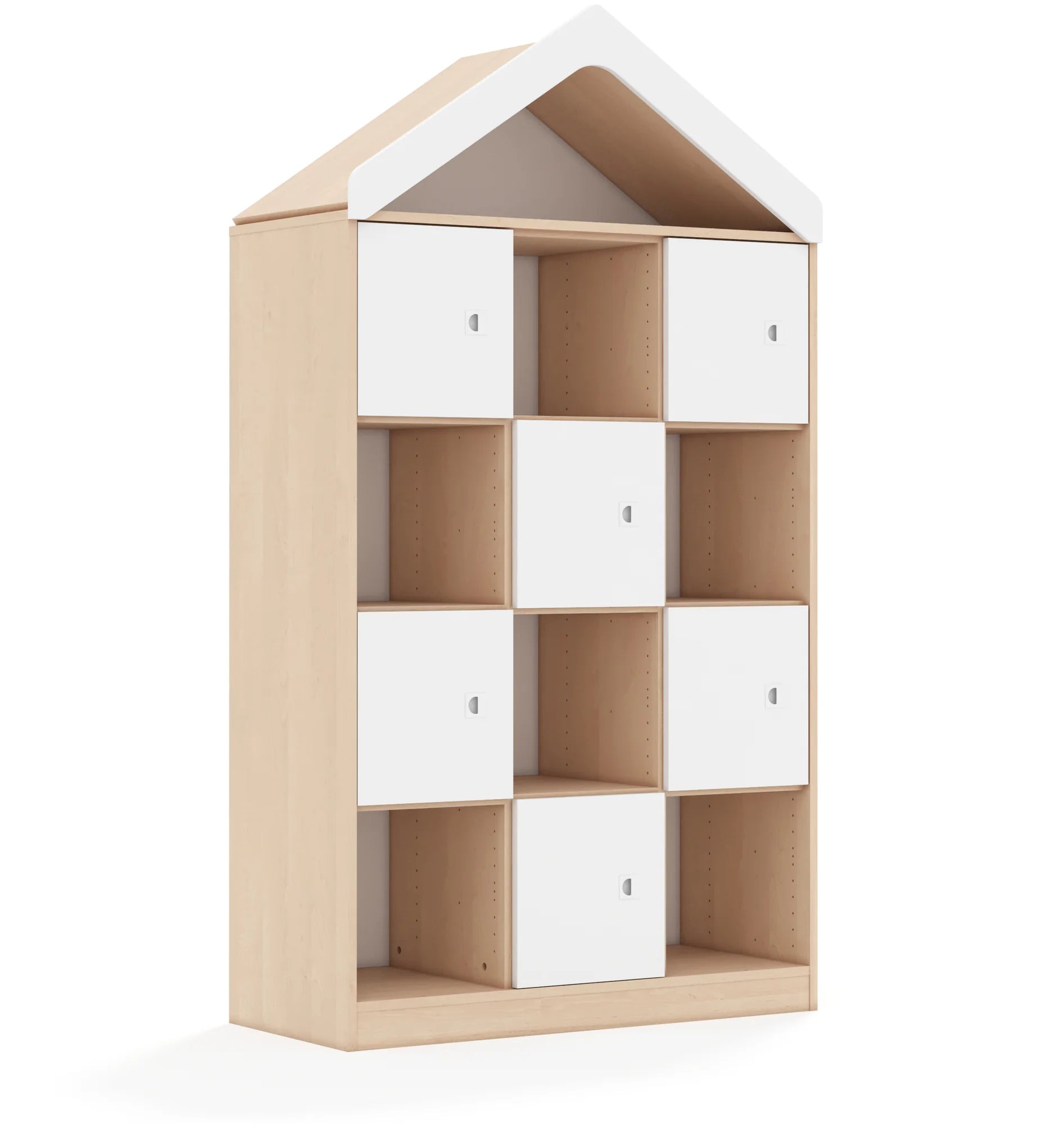 Regał BLOX 110 4PP 6F1 z daszkiem 1049x466x1927 – brzoza / biały