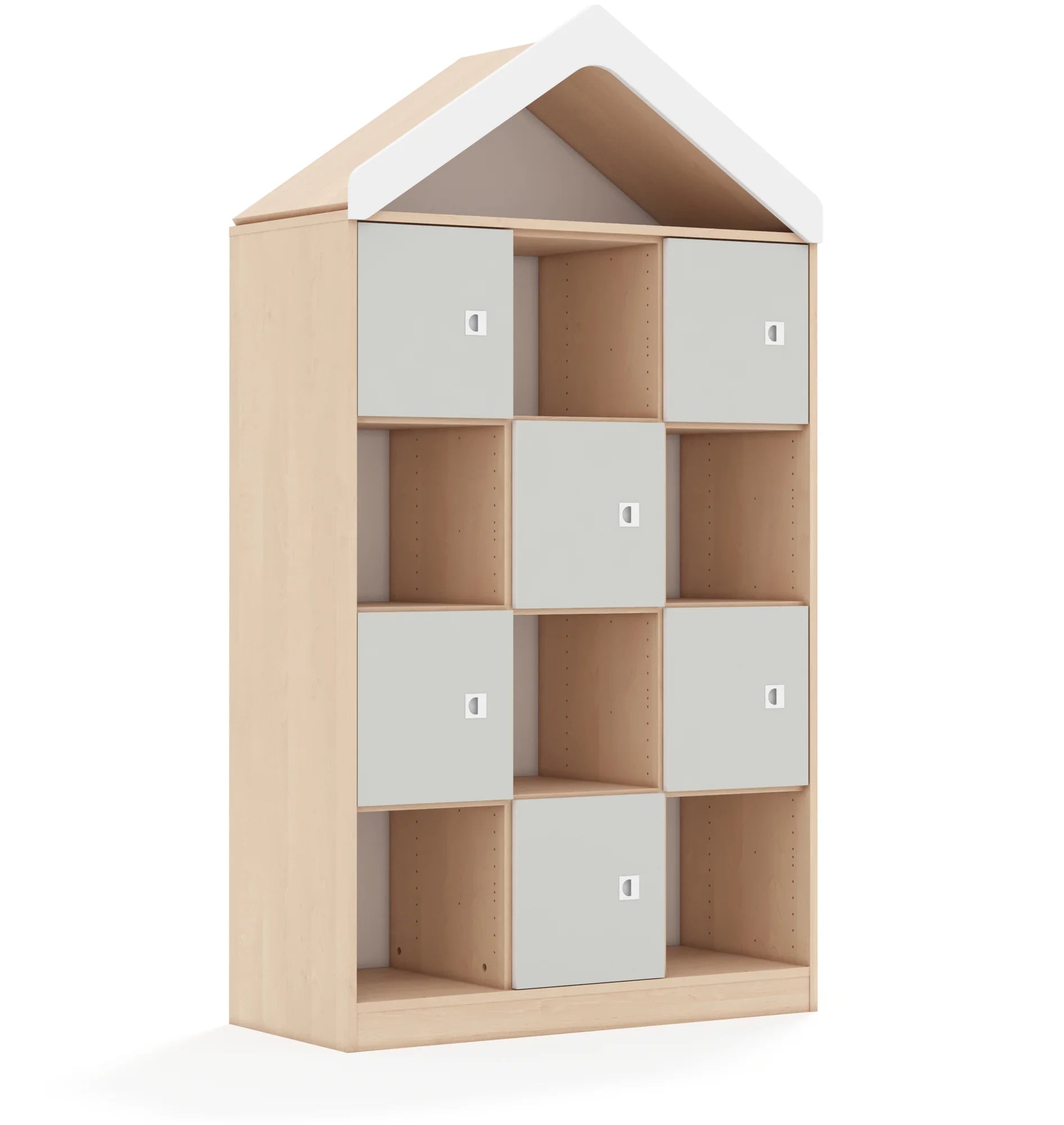 Regał BLOX 110 4PP 6F1 z daszkiem 1049x466x1927 – brzoza / jasny szary