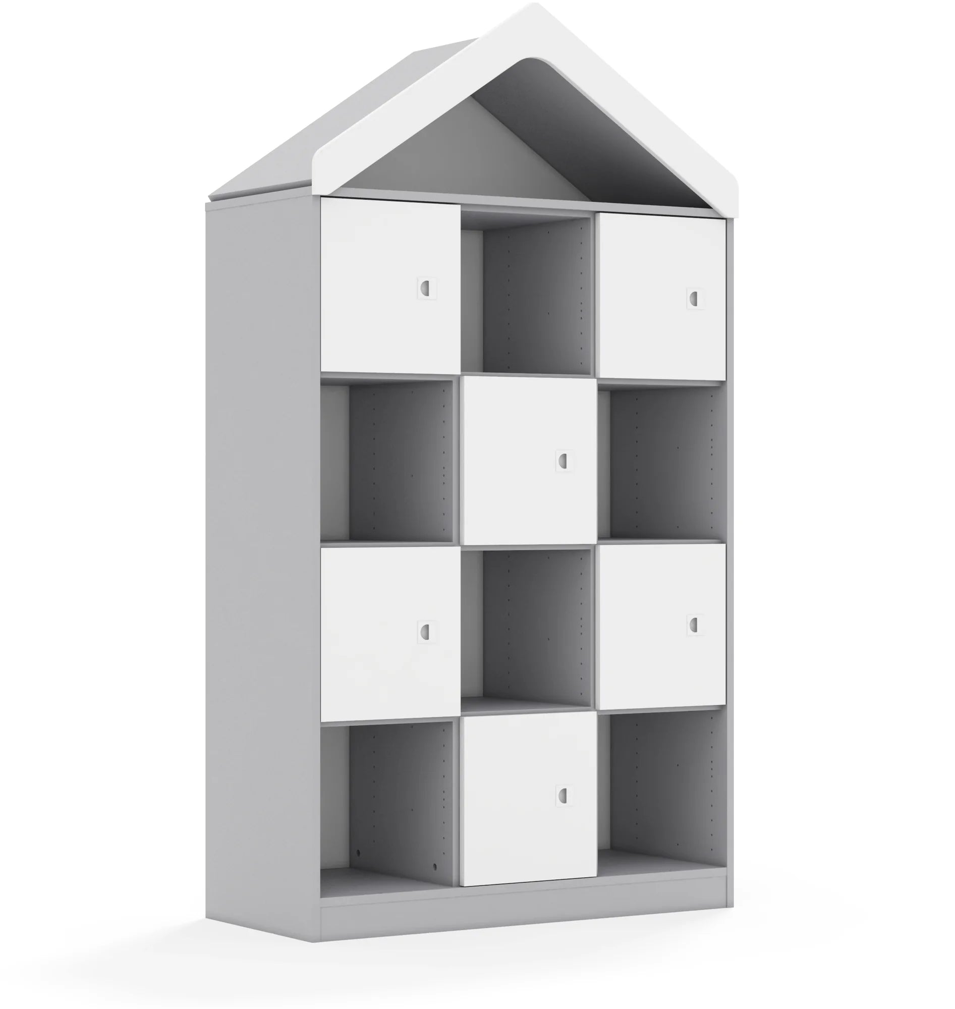 Regał BLOX 110 4PP 6F1 z daszkiem 1049x466x1927 – szary / biały