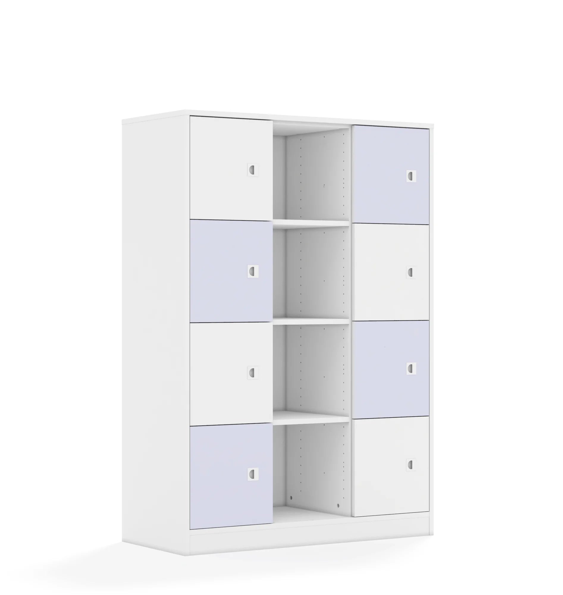 Regał BLOX 110 4PP 8F1 1049x466x1517 – biały / biały/pastelowy fioletowy