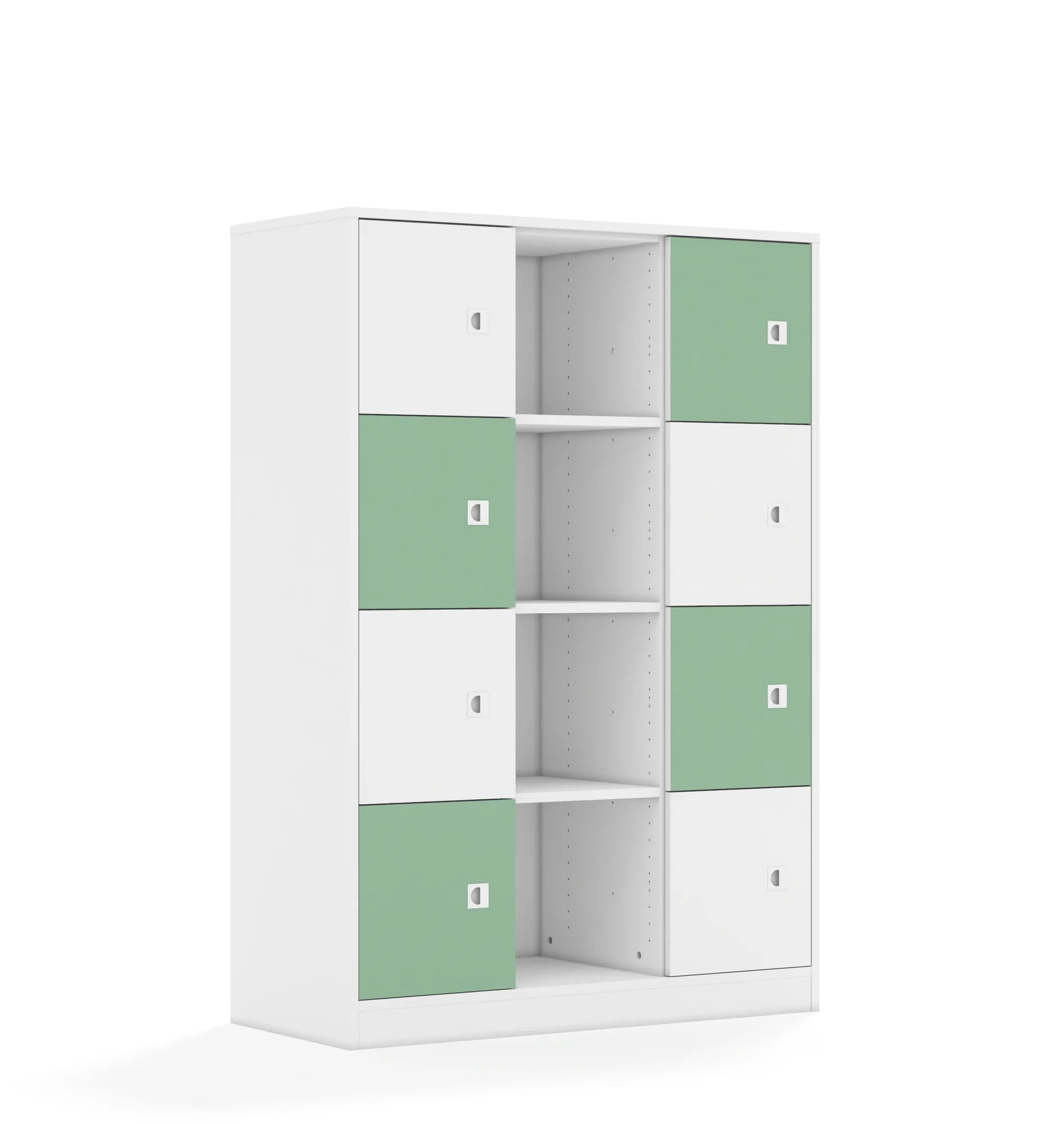 Regał BLOX 110 4PP 8F1 1049x466x1517 – biały / biały/pastelowy zielony