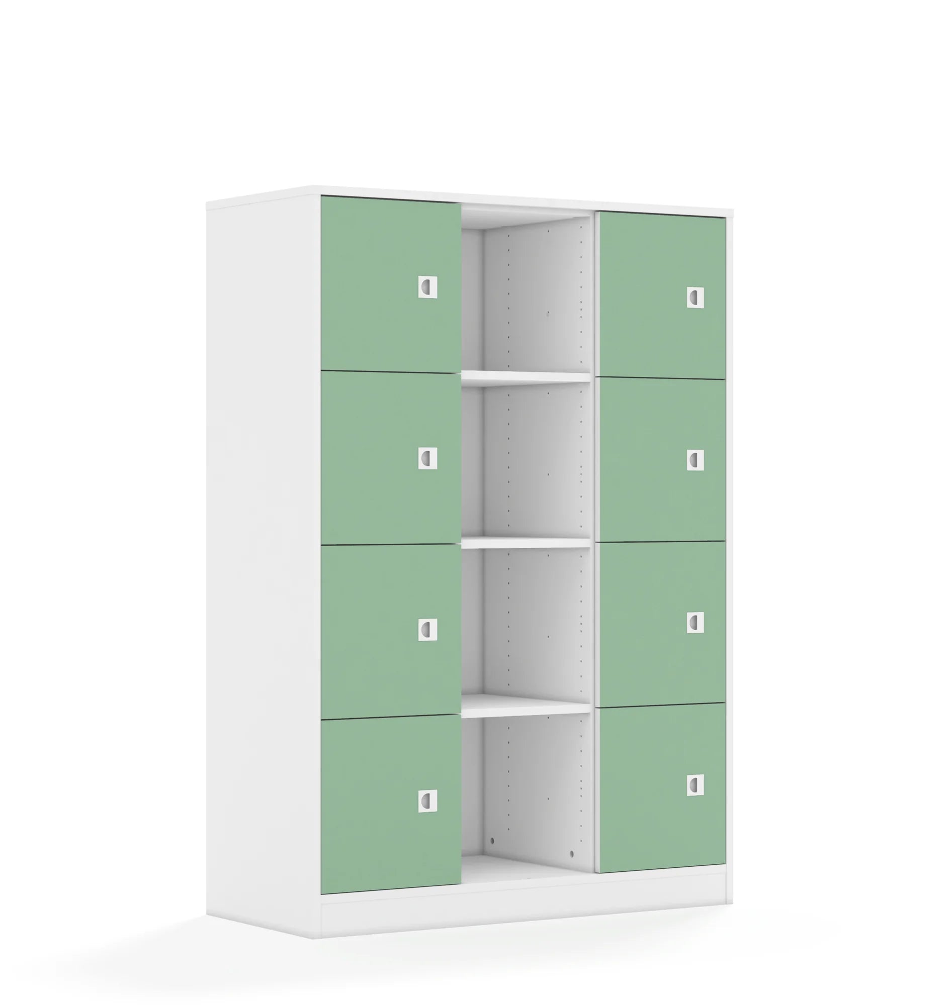 Regał BLOX 110 4PP 8F1 1049x466x1517 – biały / pastelowy zielony
