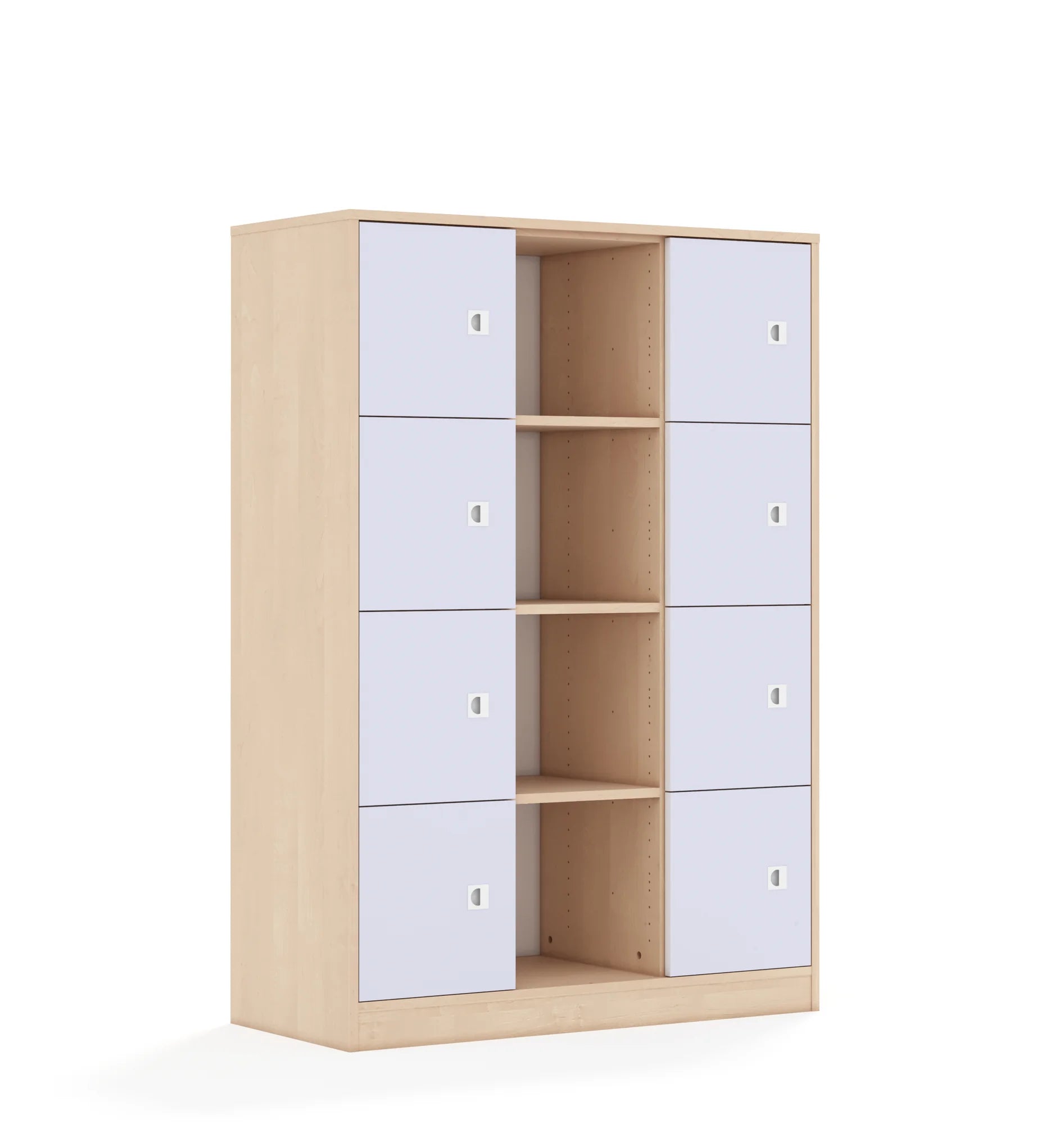 Regał BLOX 110 4PP 8F1 1049x466x1517 – brzoza / pastelowy fioletowy
