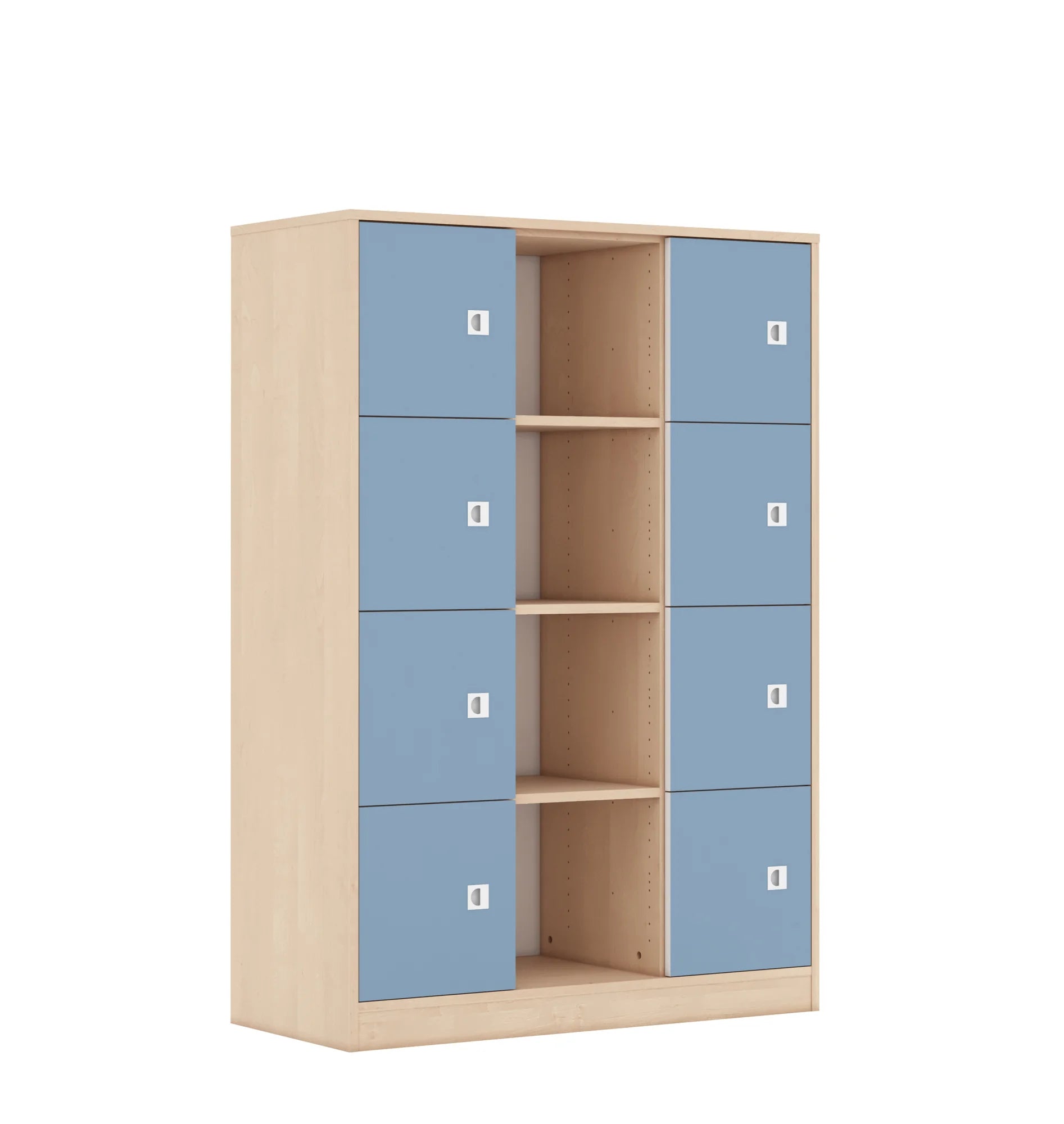Regał BLOX 110 4PP 8F1 1049x466x1517 – brzoza / pastelowy niebieski