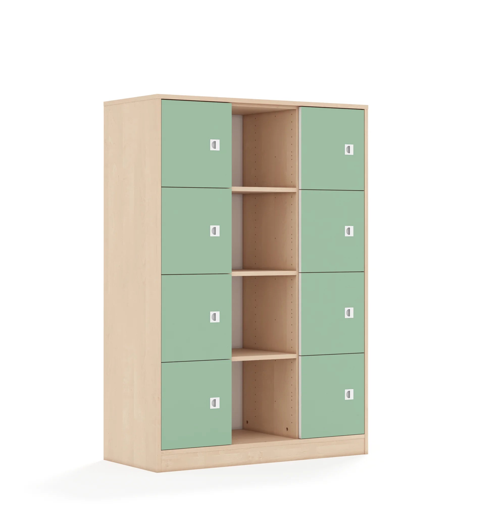 Regał BLOX 110 4PP 8F1 1049x466x1517 – brzoza / pastelowy zielony