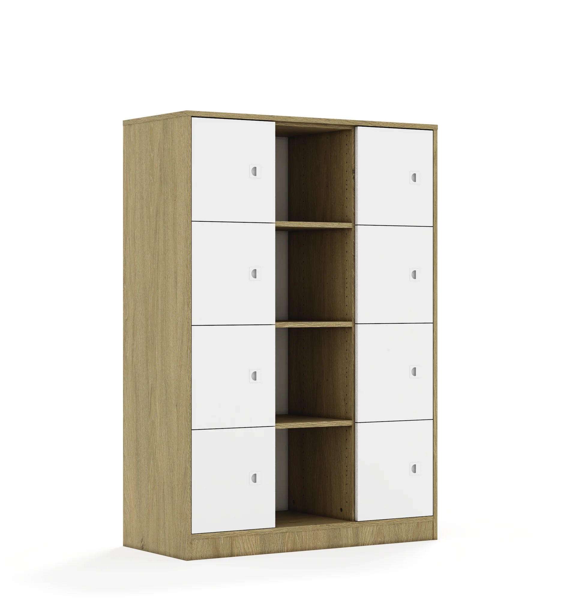 Regał BLOX 110 4PP 8F1 1049x466x1517 – dąb / biały