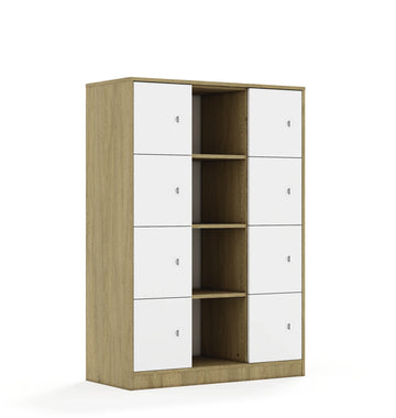 Regał BLOX 110 4PP 8F1 1049x466x1517 – dąb / biały