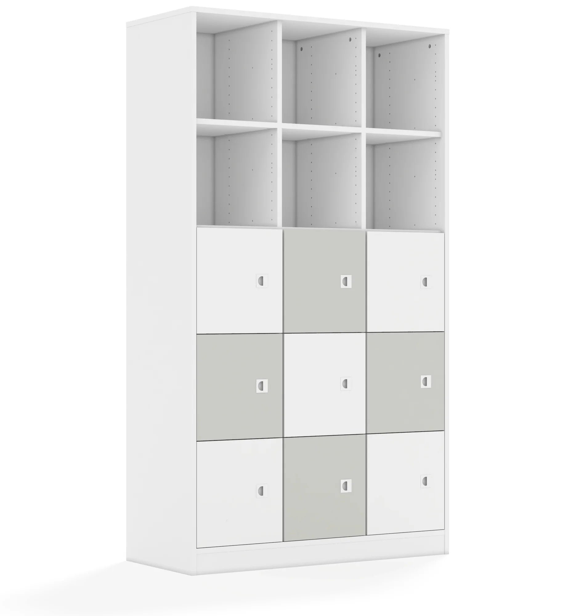Regał BLOX 110 5PP 9F1 1049x466x1869 – biały / biały/jasny szary