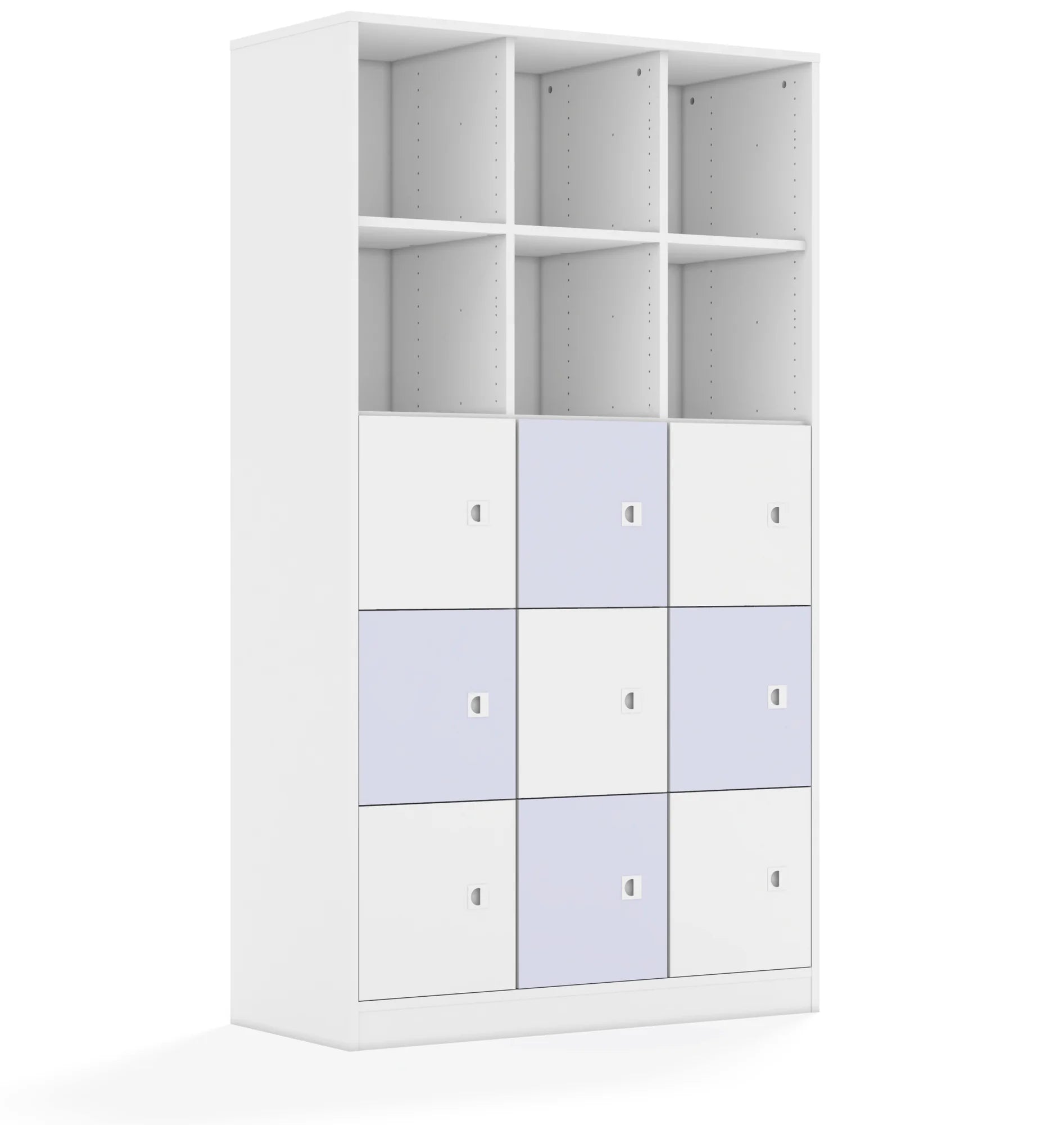 Regał BLOX 110 5PP 9F1 1049x466x1869 – biały / biały/pastelowy fioletowy