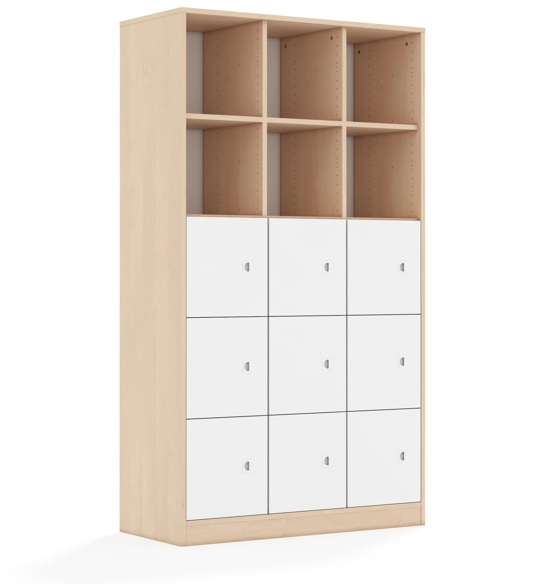 Regał BLOX 110 5PP 9F1 1049x466x1869 – brzoza / biały