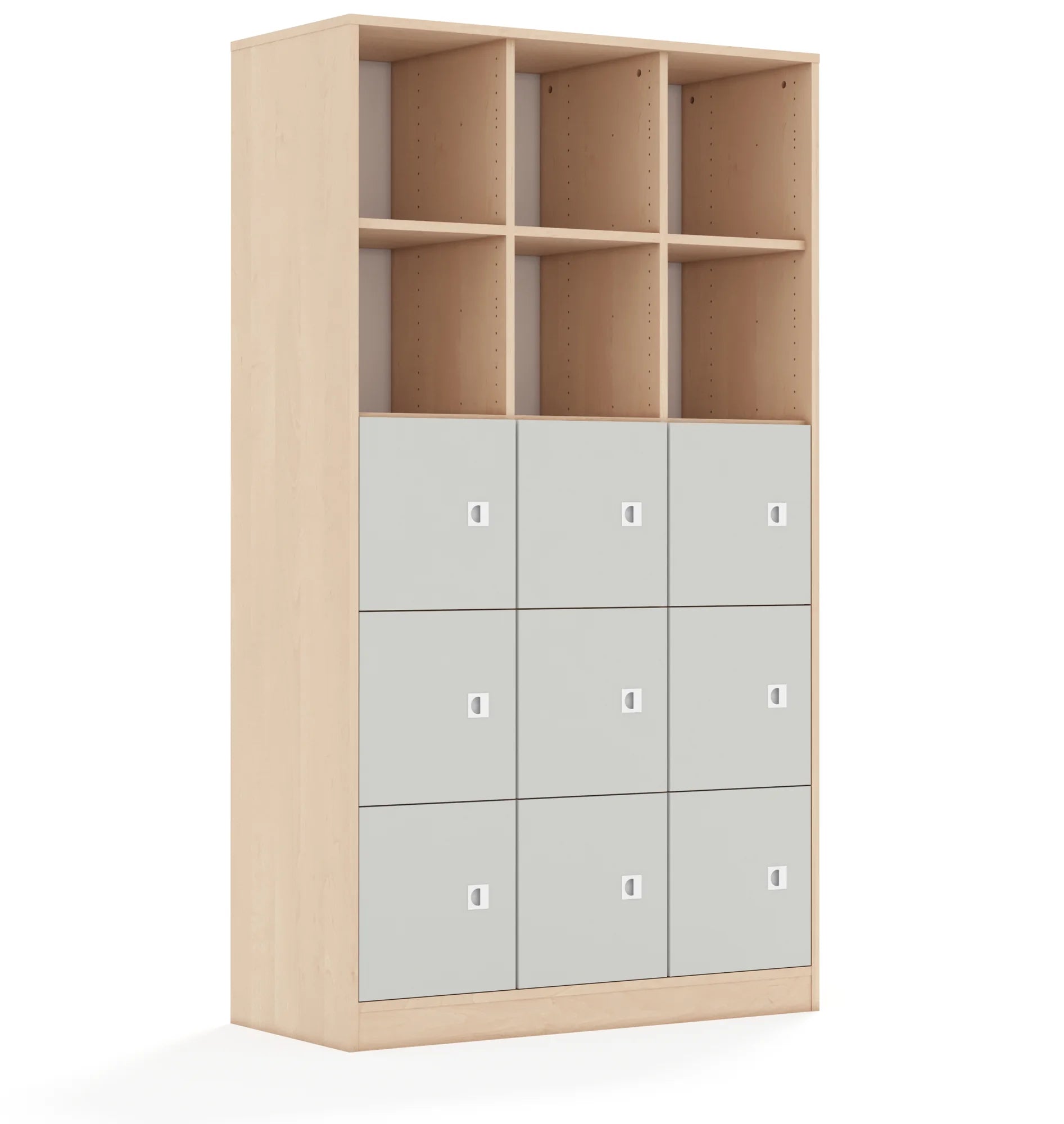 Regał BLOX 110 5PP 9F1 1049x466x1869 – brzoza / jasny szary