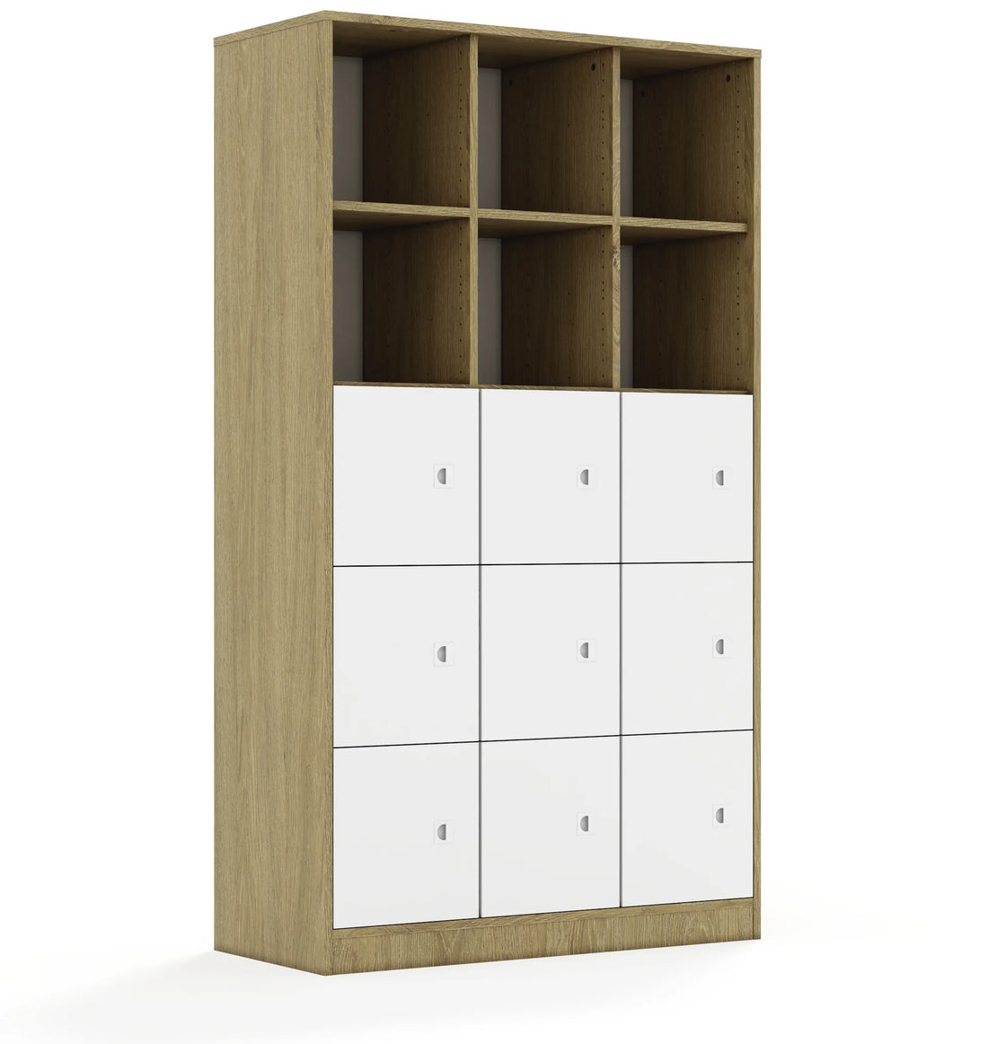 Regał BLOX 110 5PP 9F1 1049x466x1869 – dąb / biały