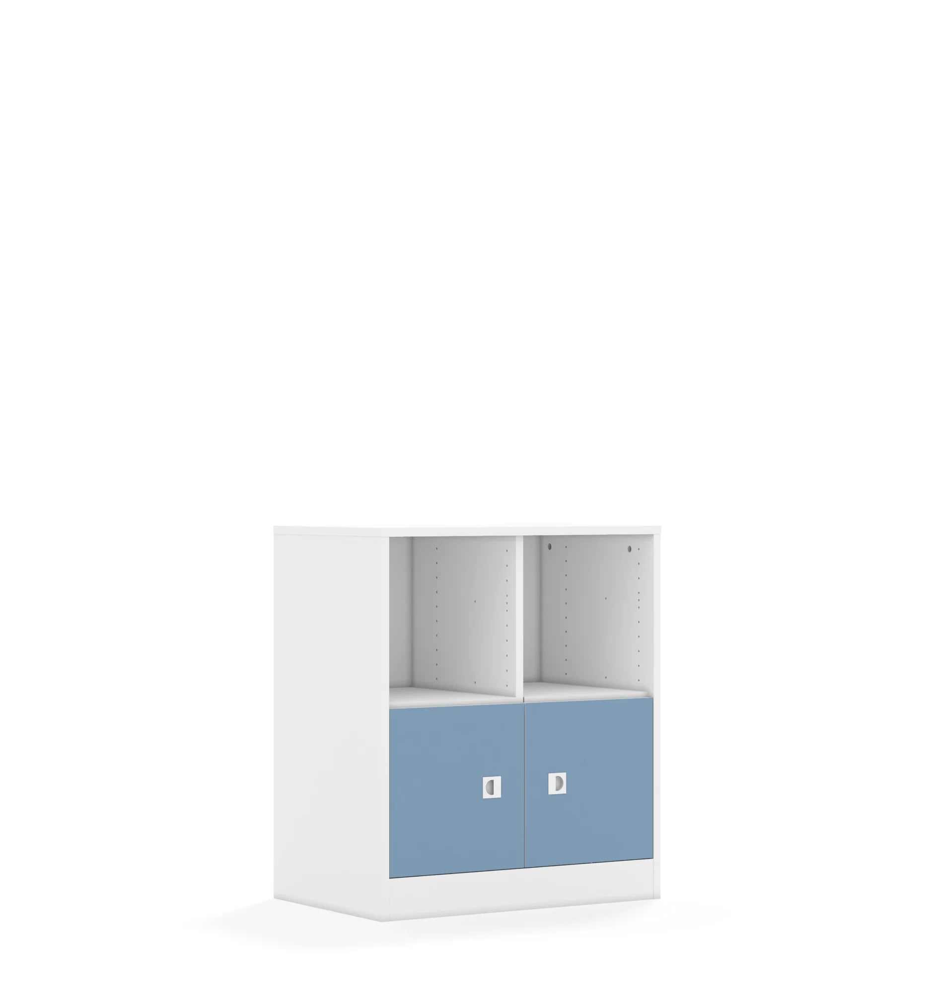 Regał BLOX 70 2PP 2F1 706x466x813 – biały / pastelowy niebieski