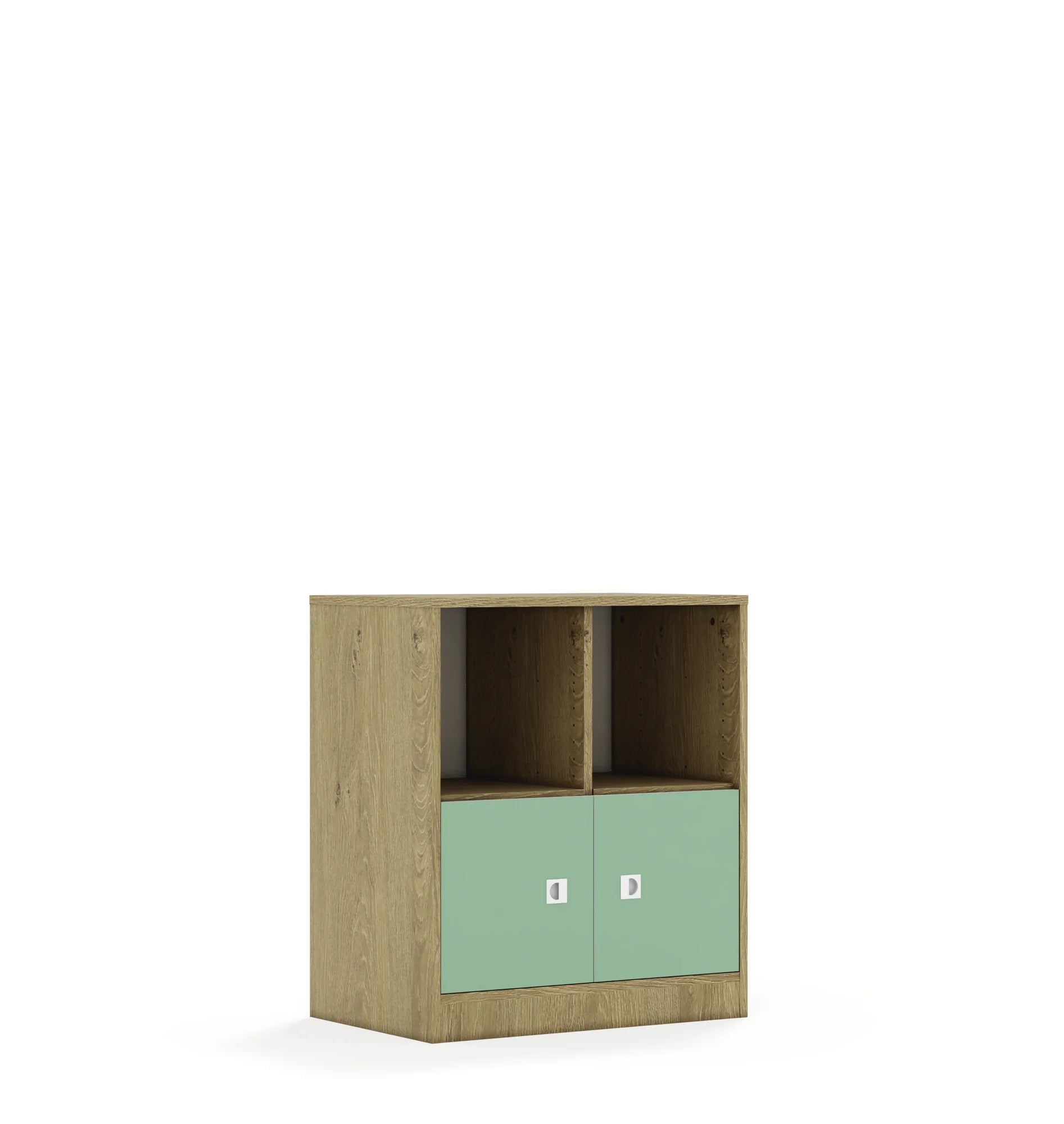 Regał BLOX 70 2PP 2F1 706x466x813 – dąb / pastelowy zielony