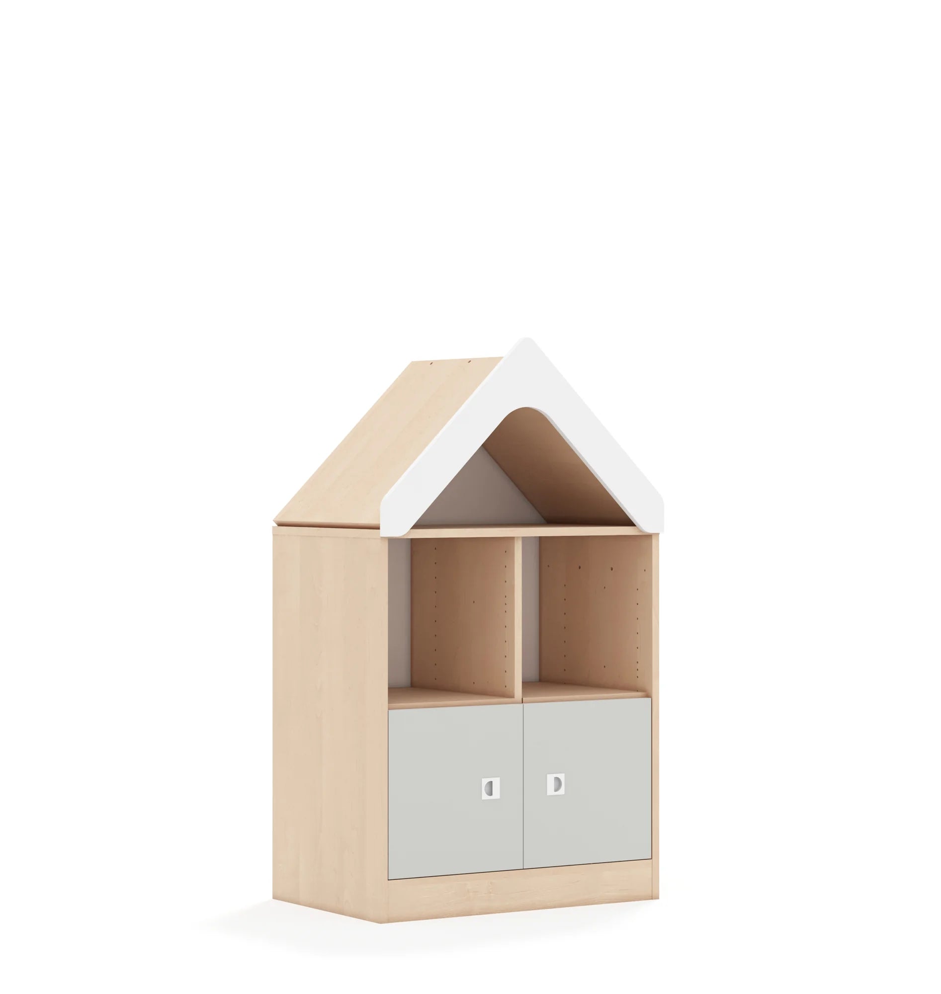 Regał BLOX 70 2PP 2F1 z daszkiem 706x466x1223 – brzoza / jasny szary