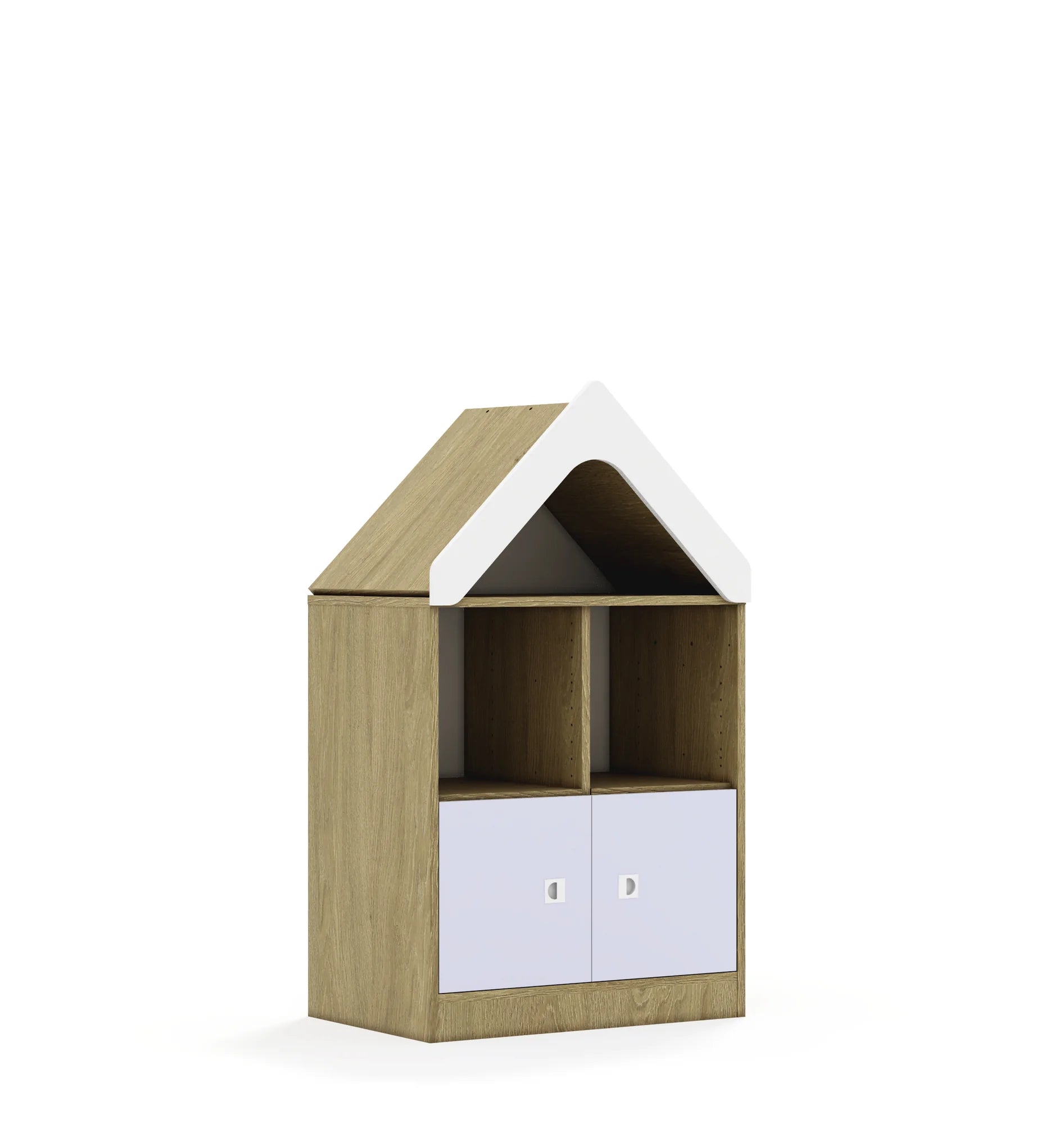 Regał BLOX 70 2PP 2F1 z daszkiem 706x466x1223 – dąb / pastelowy fioletowy