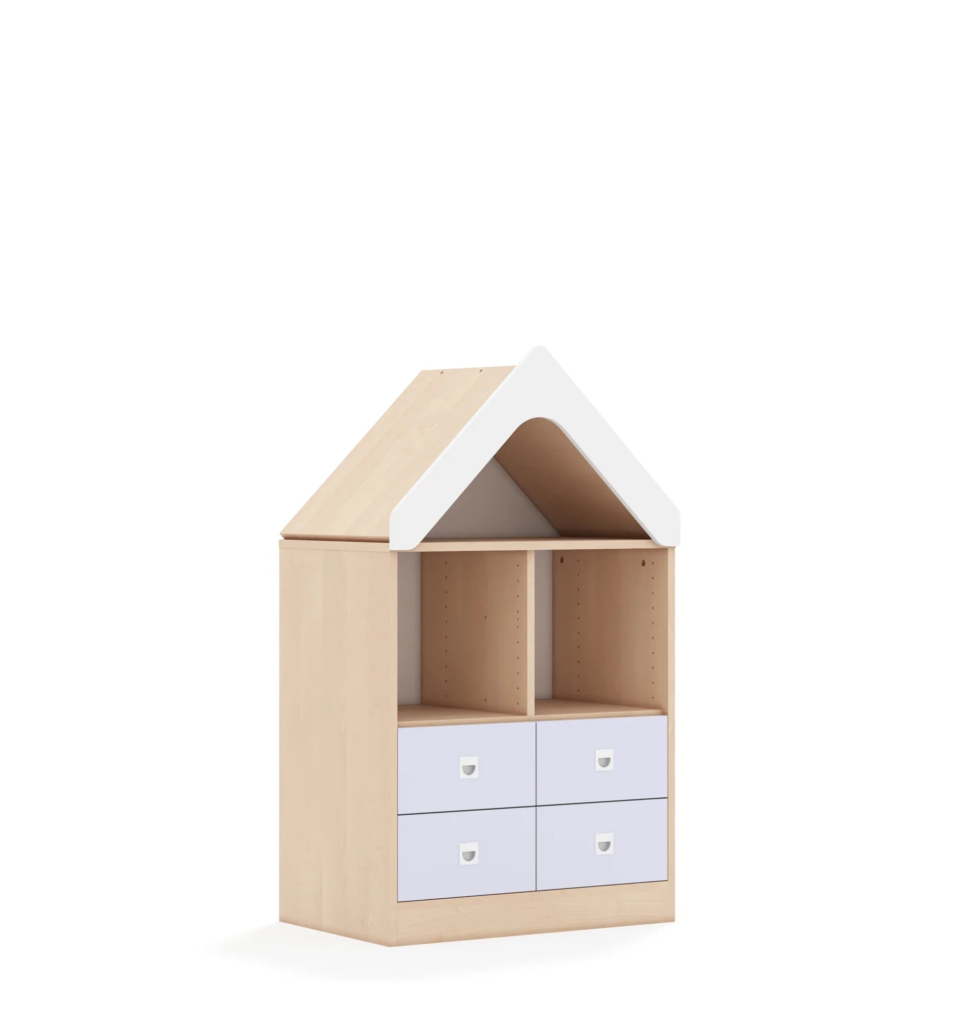 Regał BLOX 70 2PP 4SB z daszkiem 706x466x1223 – brzoza / pastelowy fioletowy
