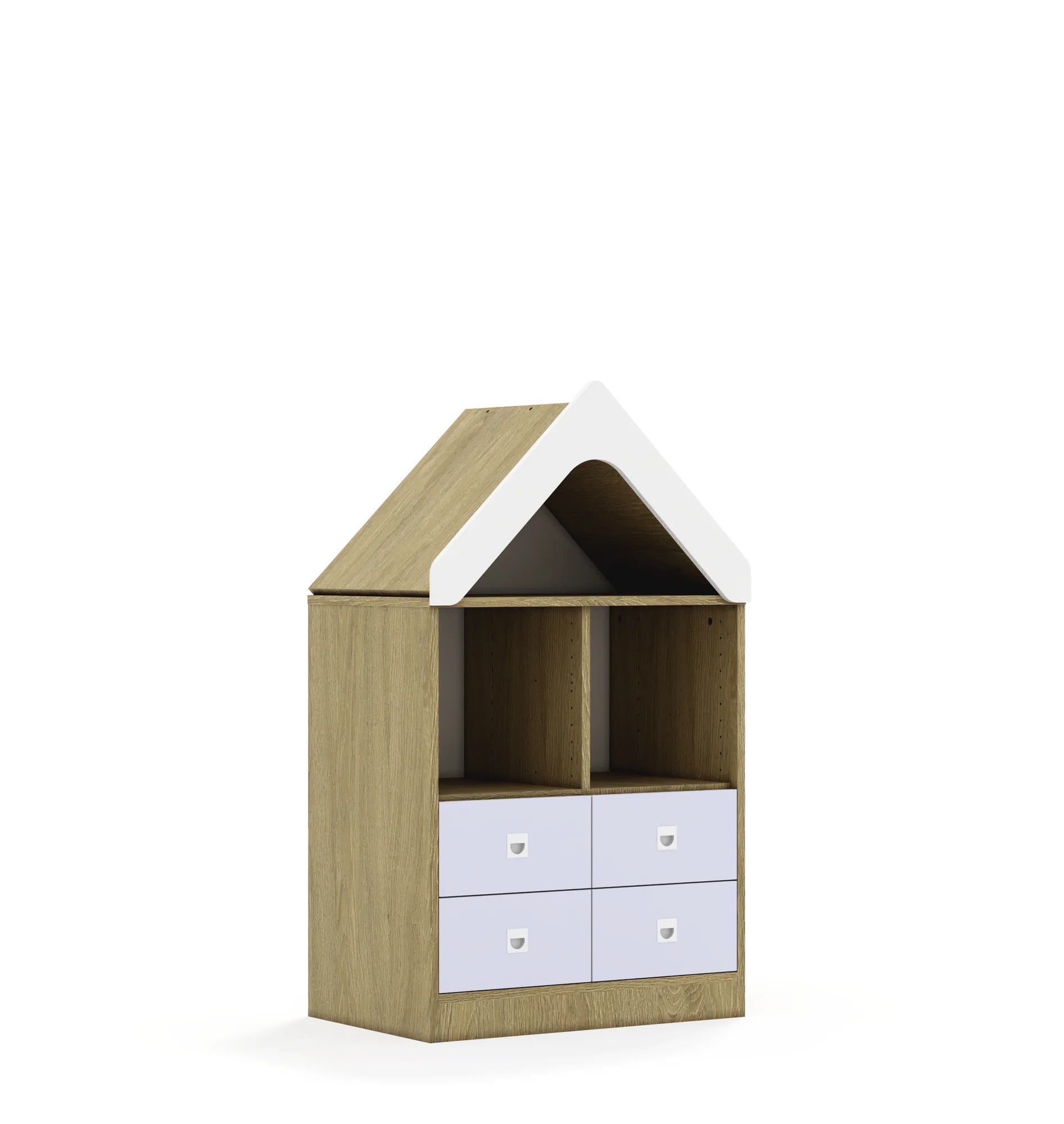 Regał BLOX 70 2PP 4SB z daszkiem 706x466x1223 – dąb / pastelowy fioletowy