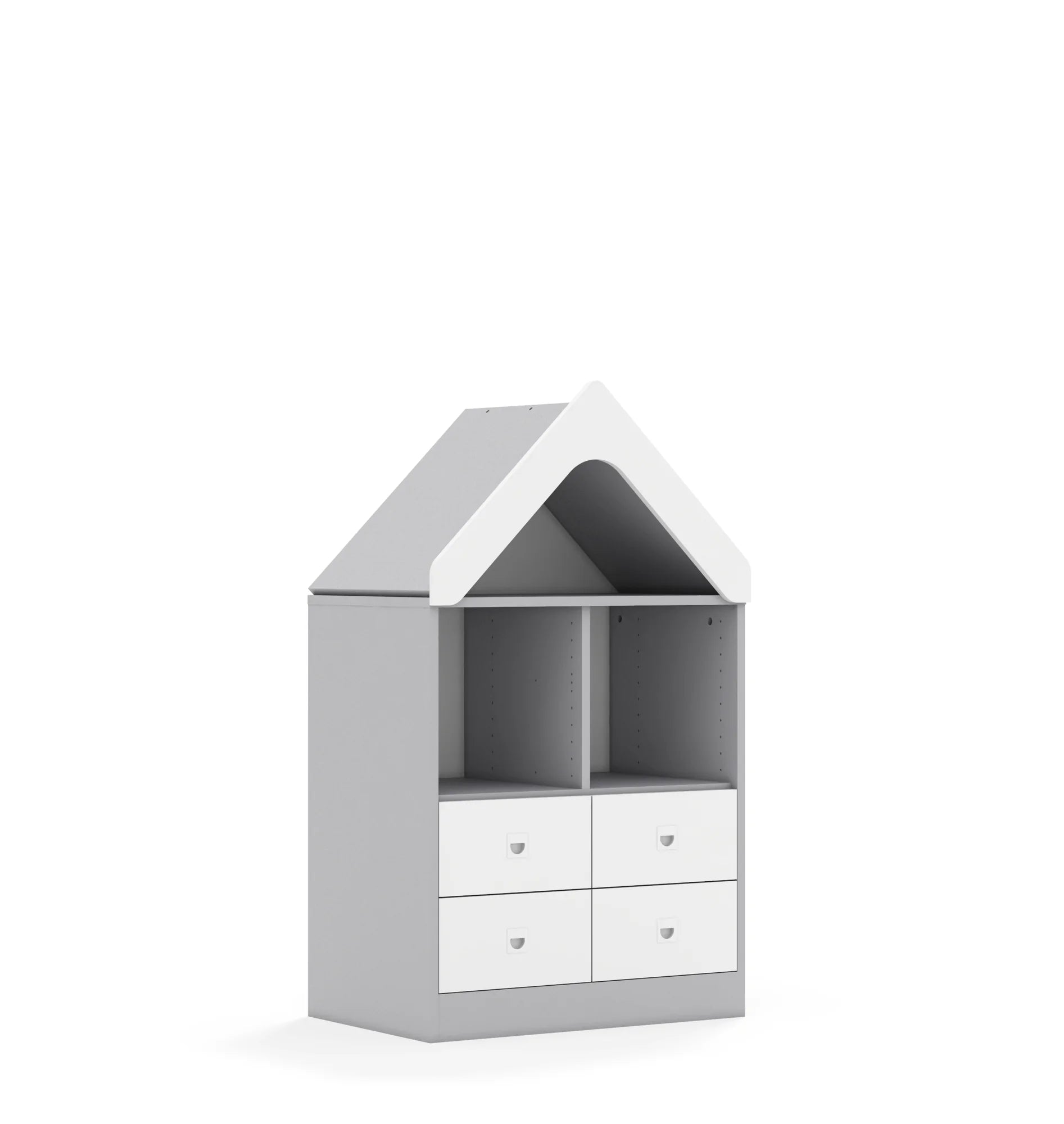 Regał BLOX 70 2PP 4SB z daszkiem 706x466x1223 – szary / biały