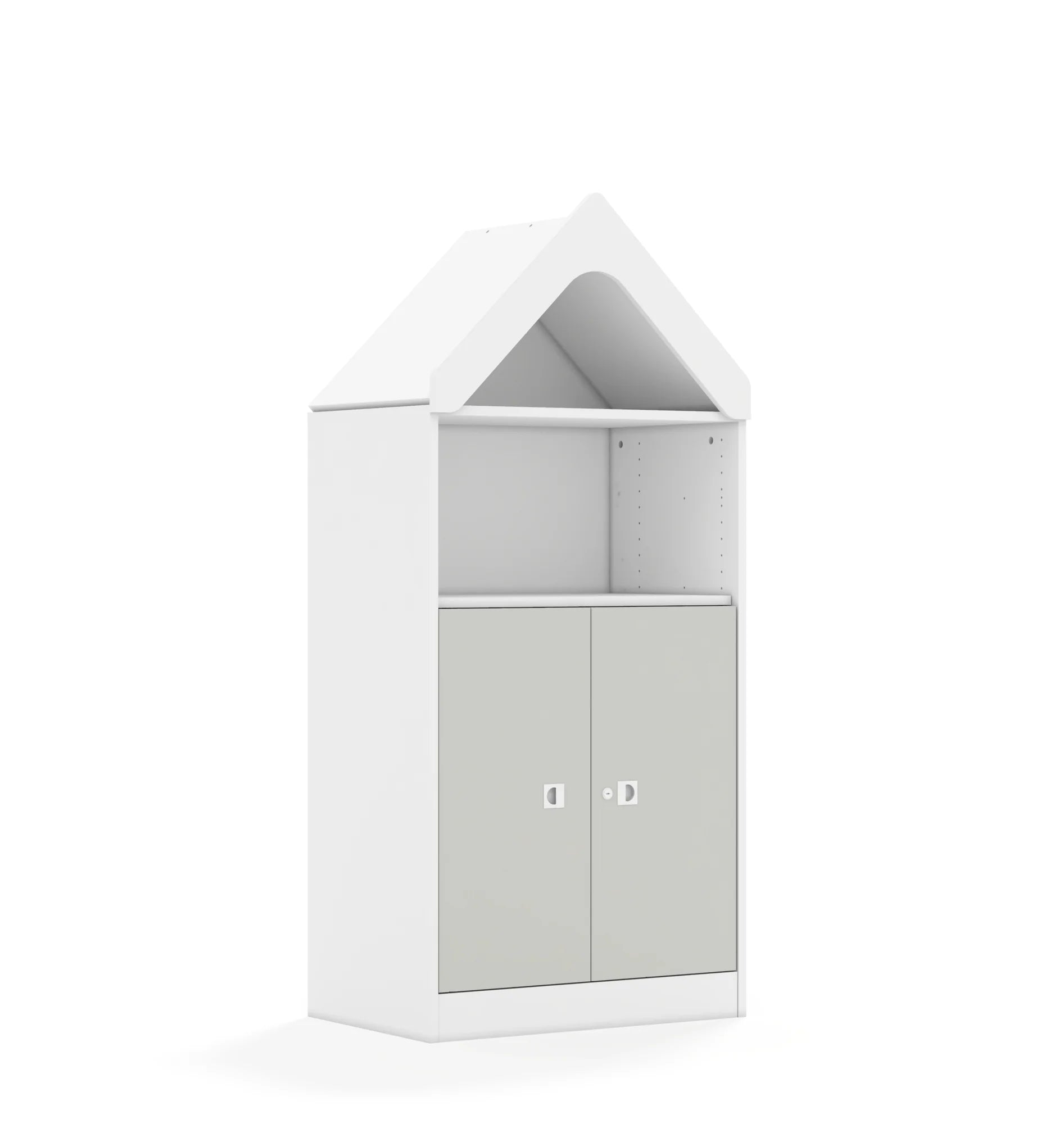 Regał BLOX 70 3P 2F2 z daszkiem 706x466x1575 – biały / jasny szary