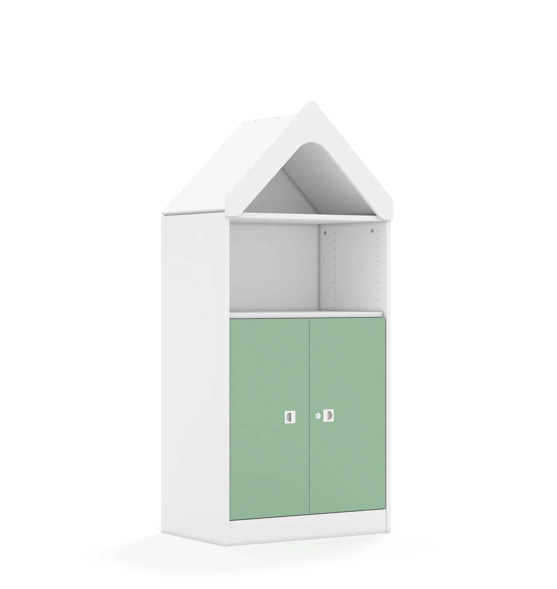 Regał BLOX 70 3P 2F2 z daszkiem 706x466x1575 – biały / pastelowy zielony