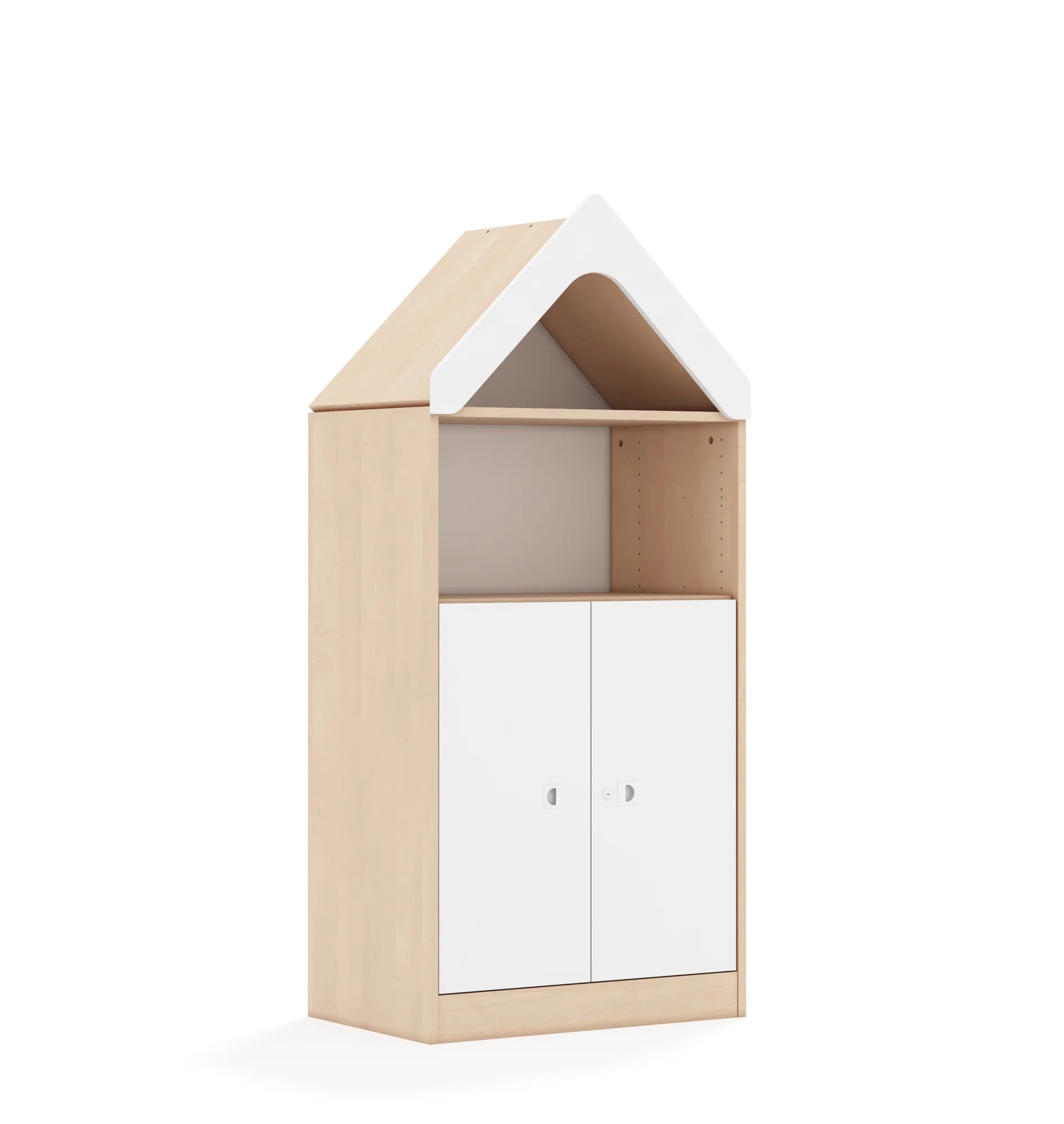 Regał BLOX 70 3P 2F2 z daszkiem 706x466x1575 – brzoza / biały
